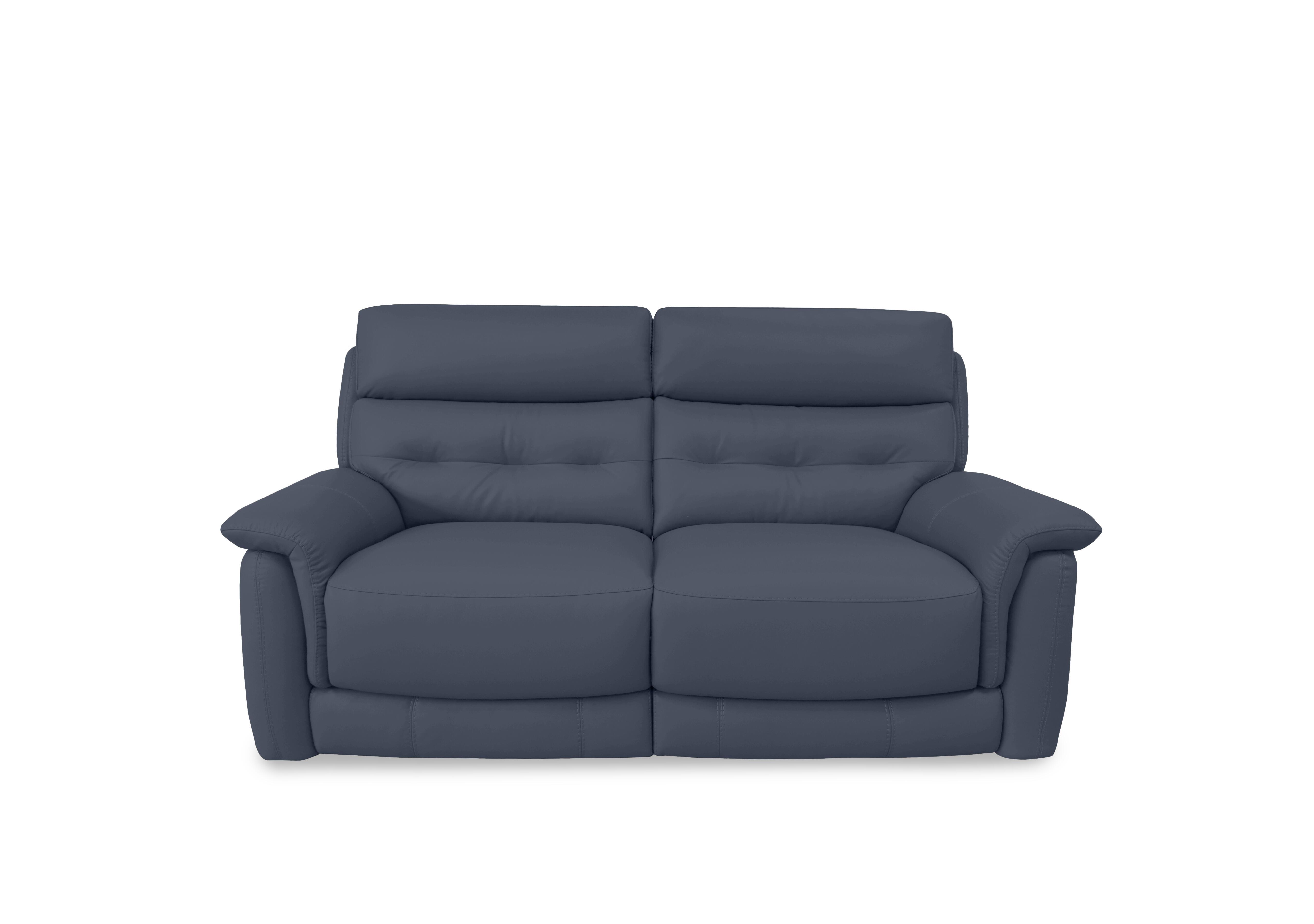 Springer Leather 3 Seater Sofa in Bv-313e Ocean Blue on Furniture Village