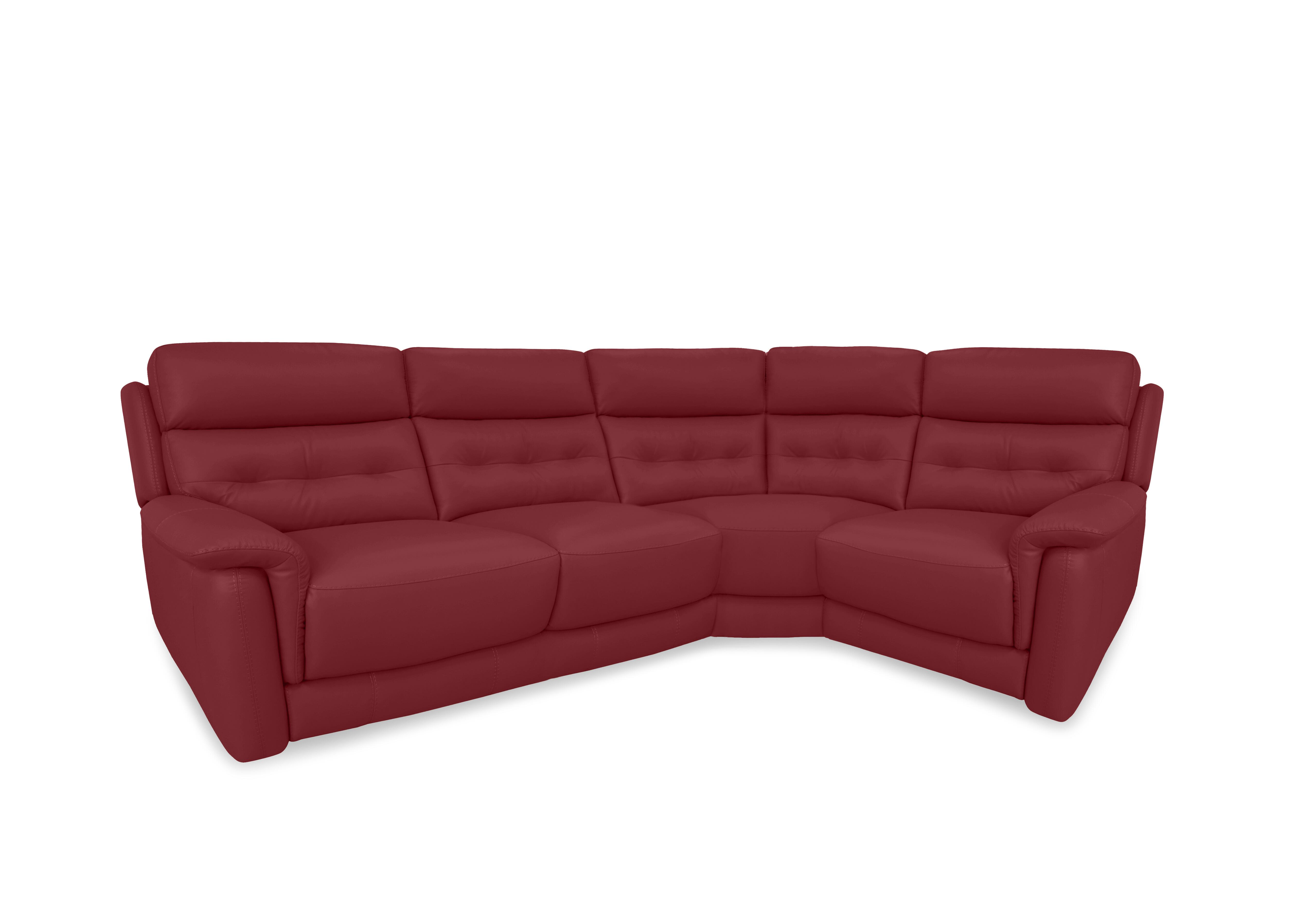 Springer Leather Corner Sofa in Bv-0008 Pure Red on Furniture Village