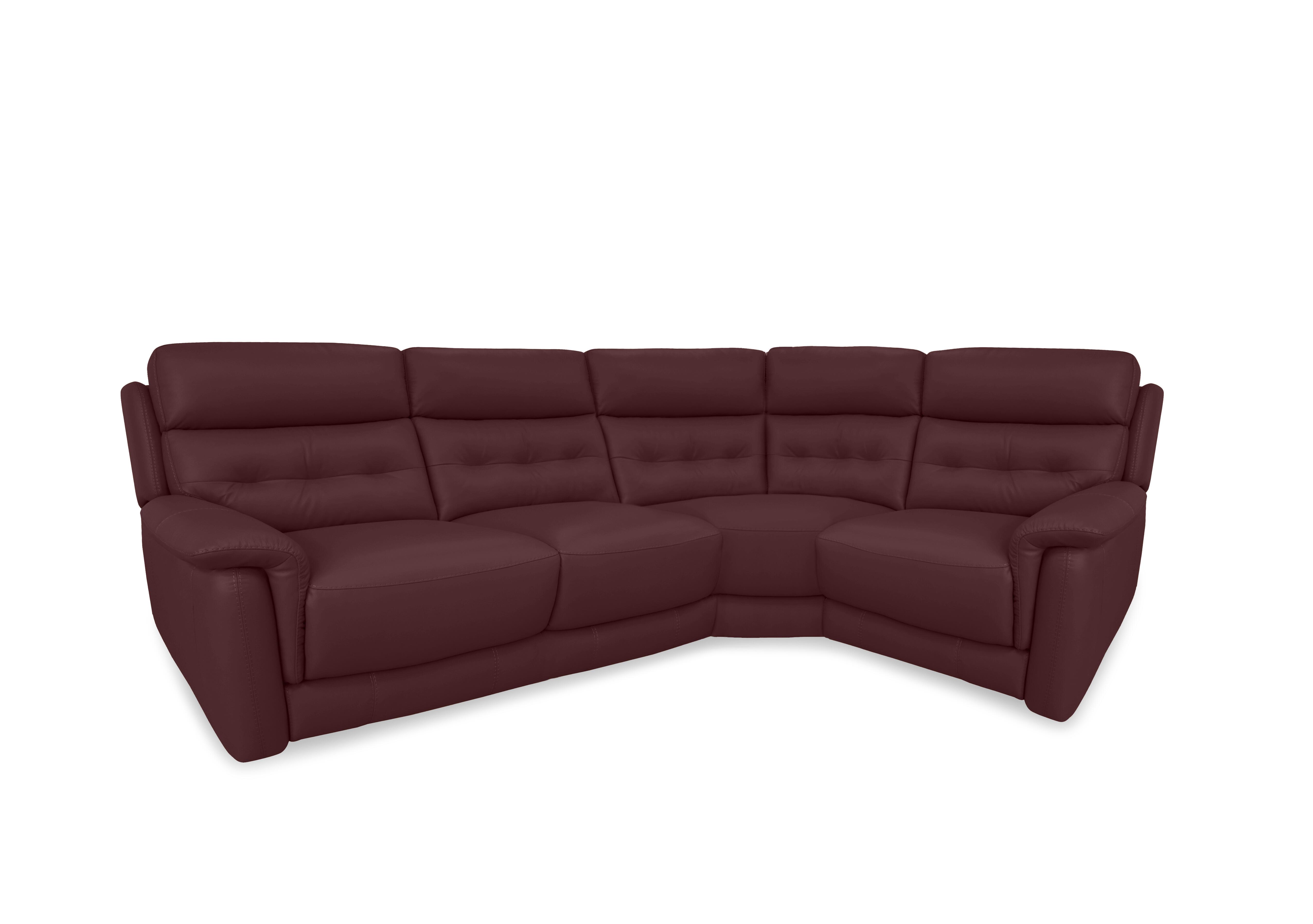 Springer Leather Corner Sofa in Bv-035c Deep Red on Furniture Village