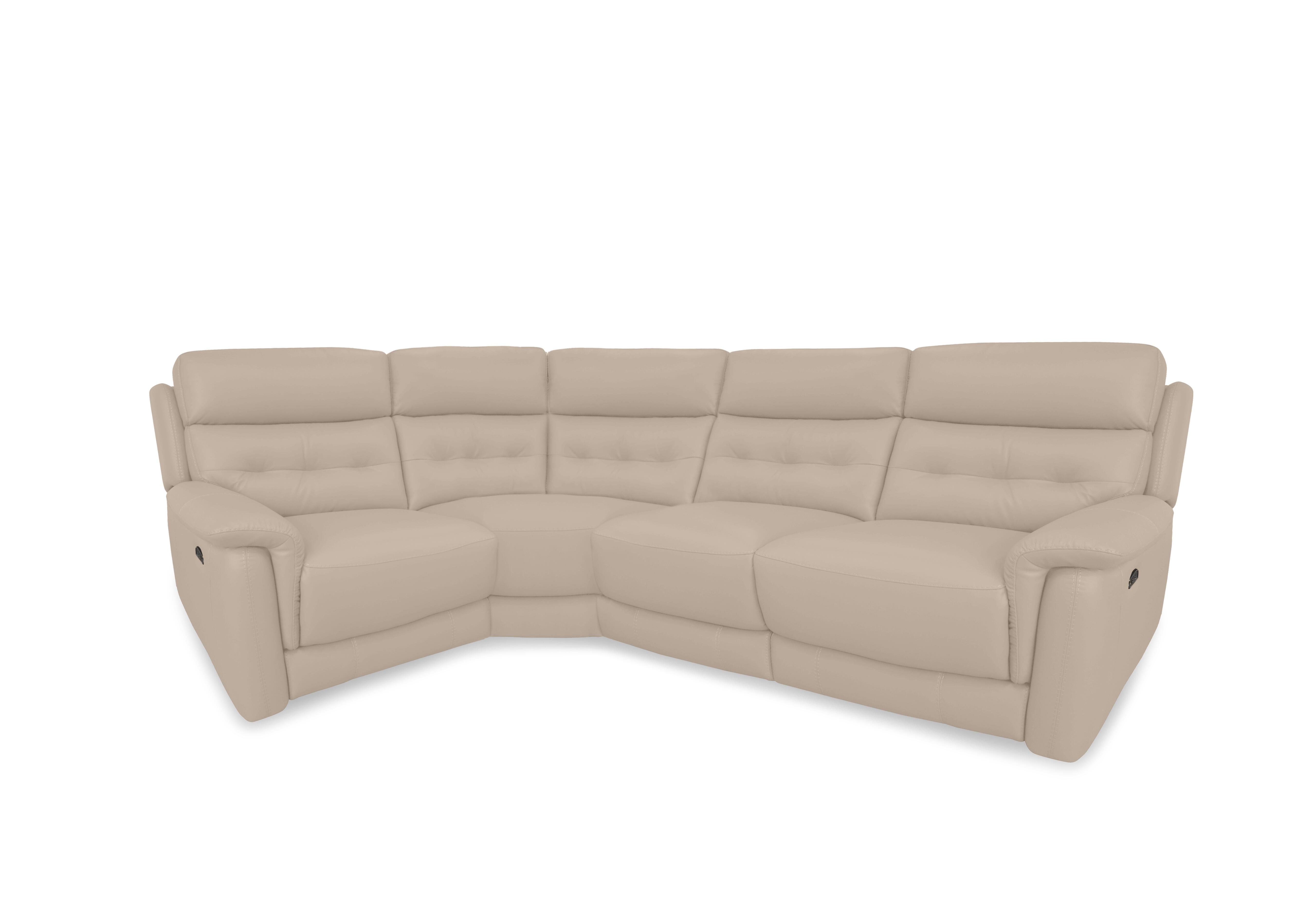 Springer Leather Corner Sofa in Bv-039c Pebble on Furniture Village