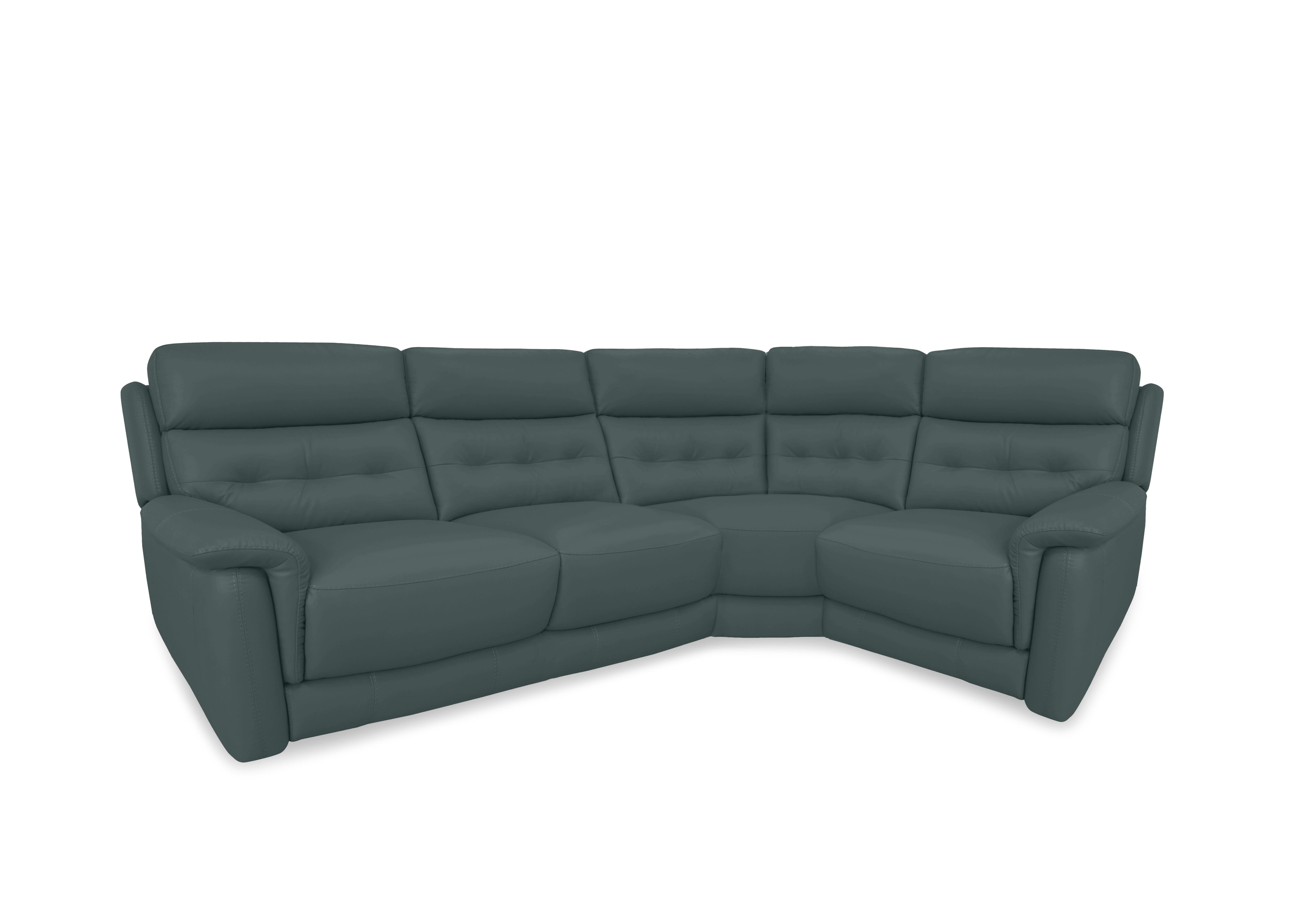 Springer Leather Corner Sofa in Bv-301e Lake Green on Furniture Village
