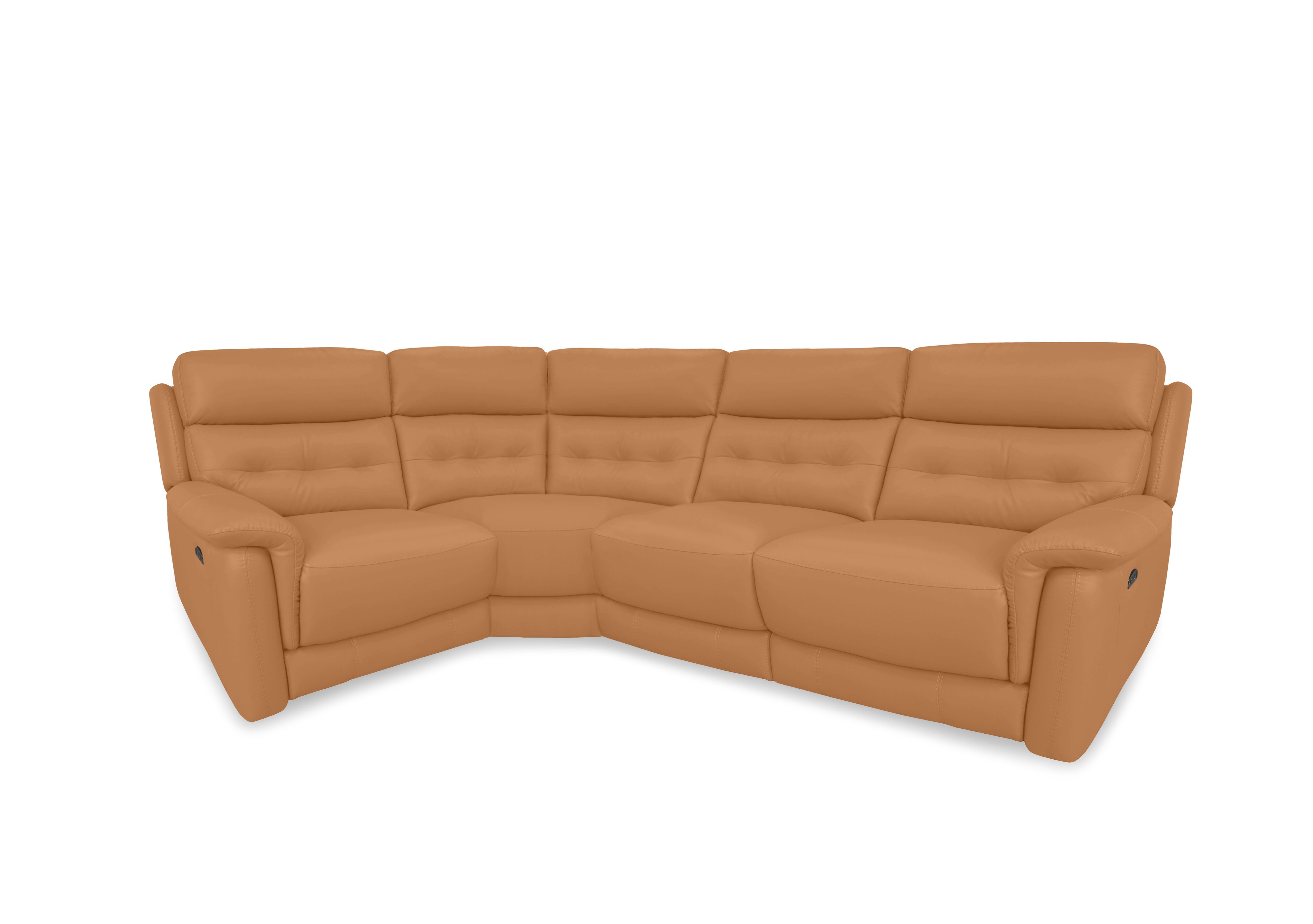 Springer Leather Corner Sofa in Bv-335e Honey Yellow on Furniture Village