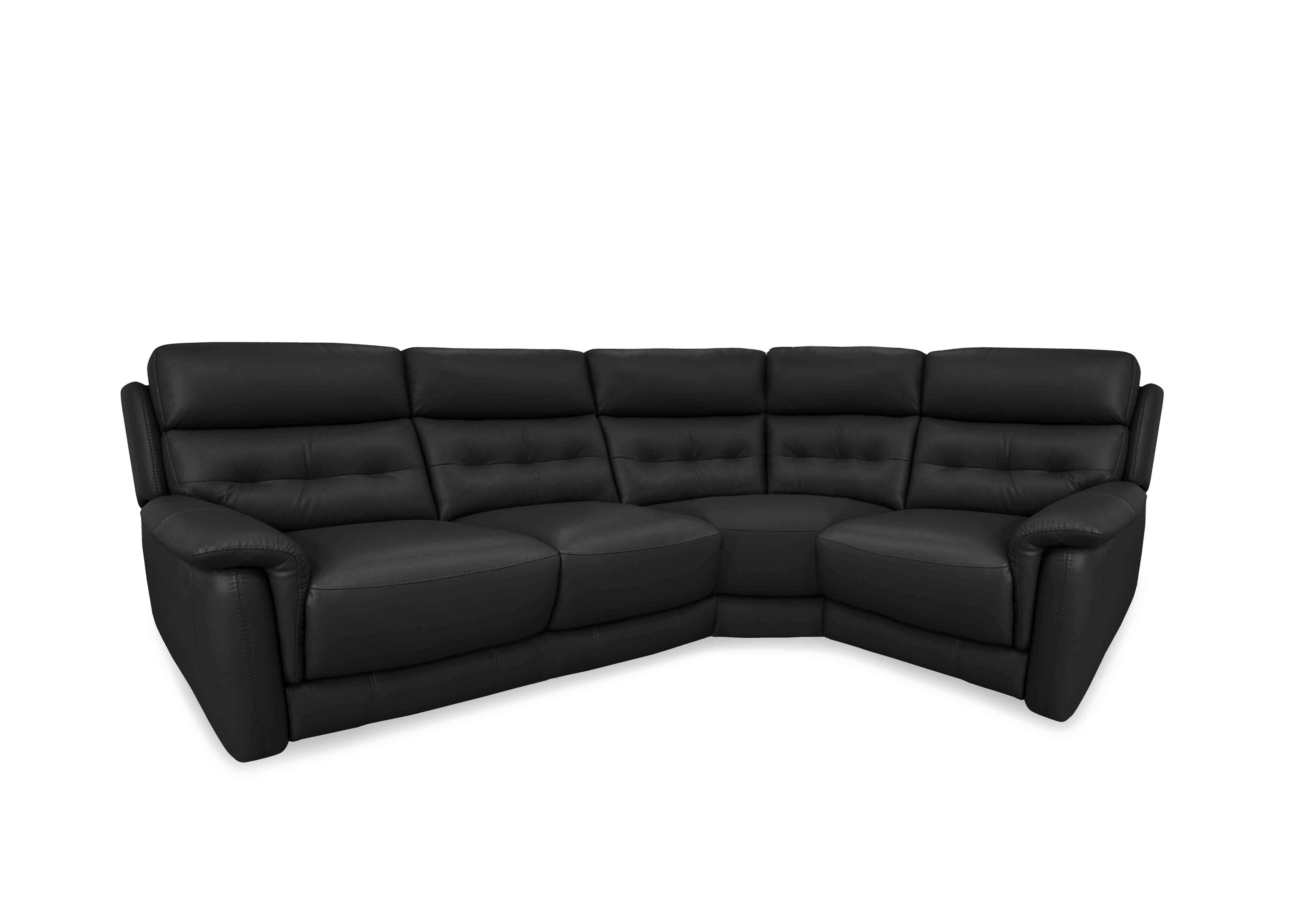 Springer Leather Corner Sofa in Bv-3500 Classic Black on Furniture Village