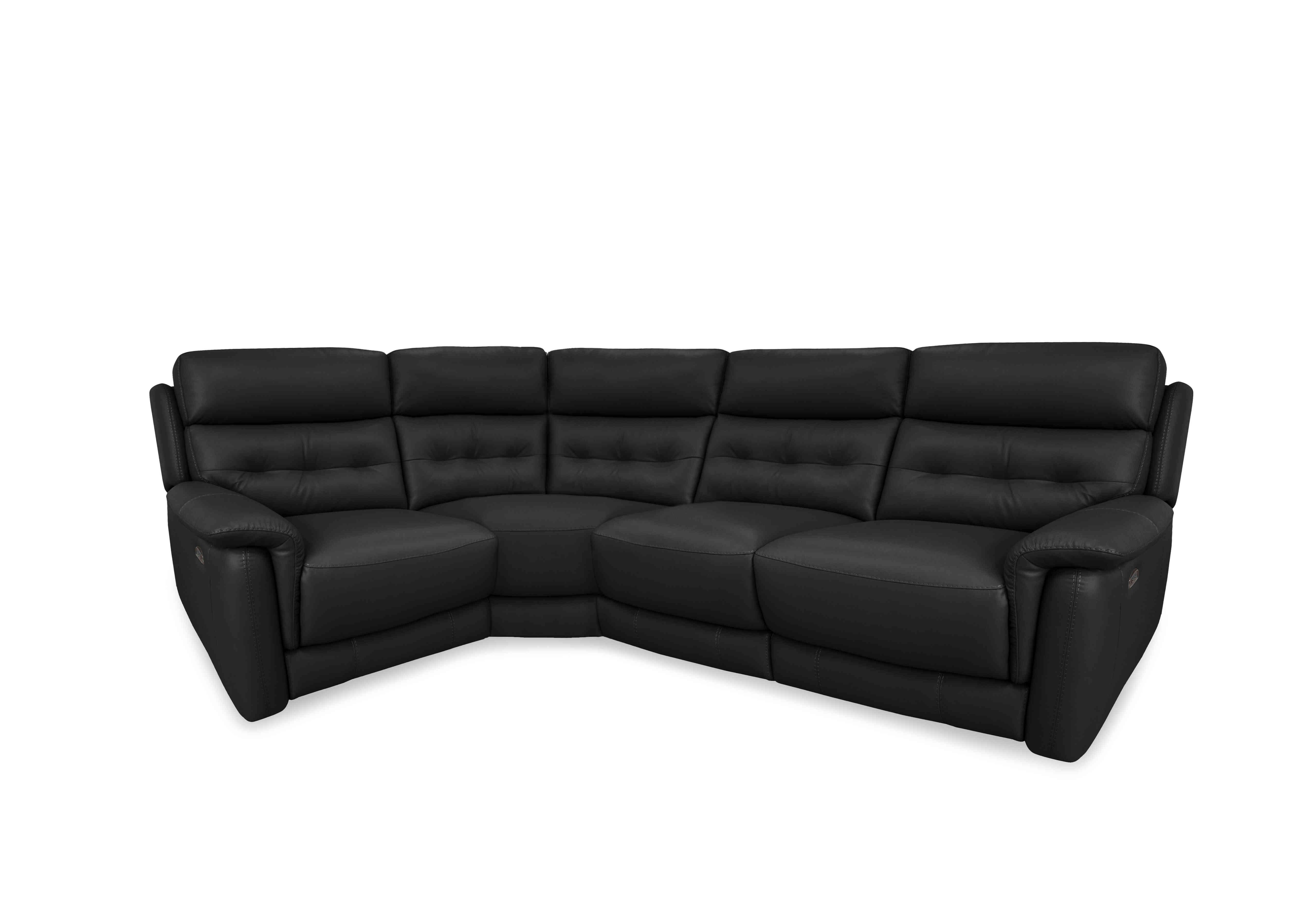 Springer Leather Corner Sofa in Bv-3500 Classic Black on Furniture Village