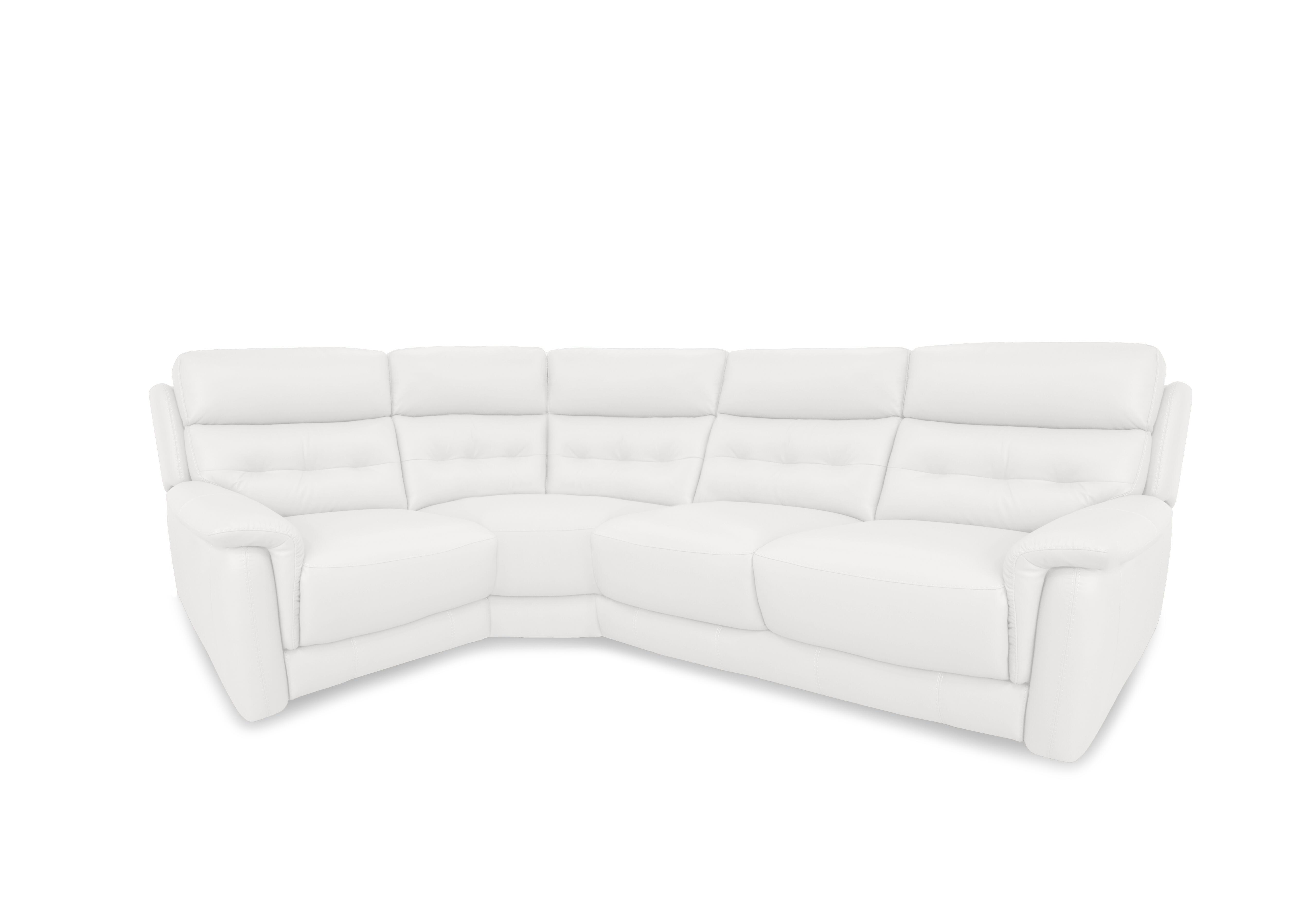 Springer Leather Corner Sofa in Bv-744d Star White on Furniture Village