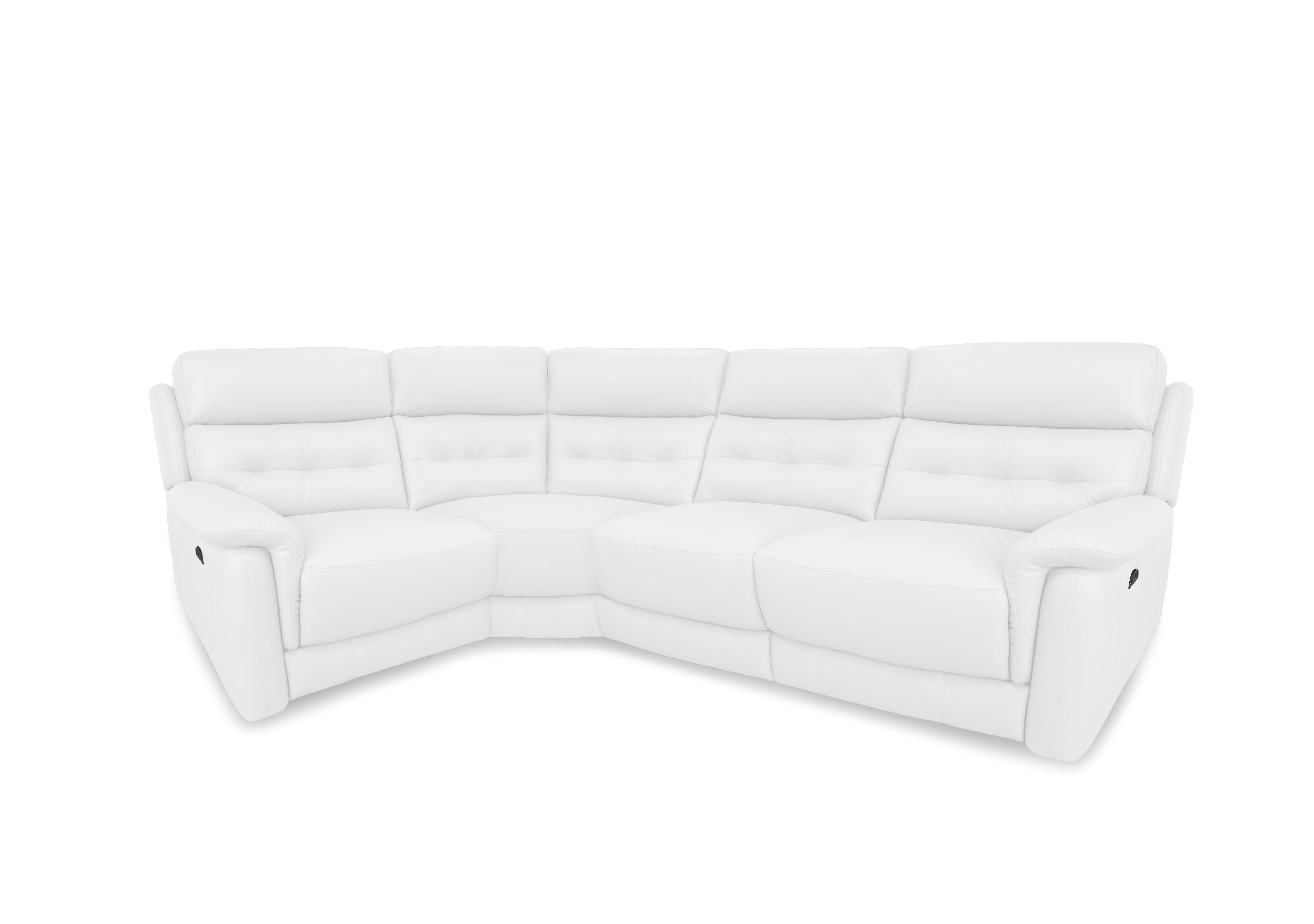 Springer Leather Corner Sofa in Bv-744d Star White on Furniture Village