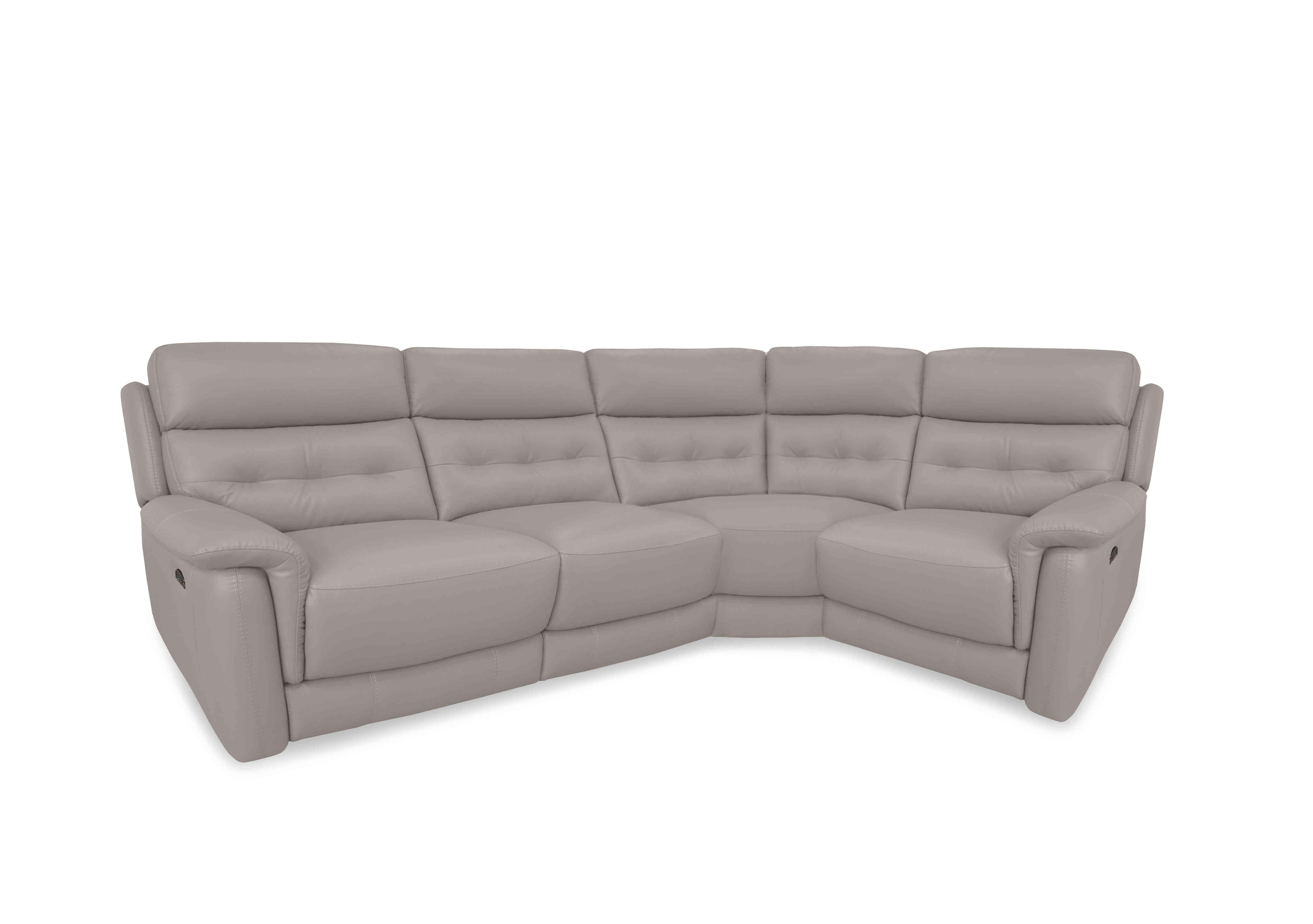 Springer Leather Corner Sofa in Bv-946b Silver Grey on Furniture Village