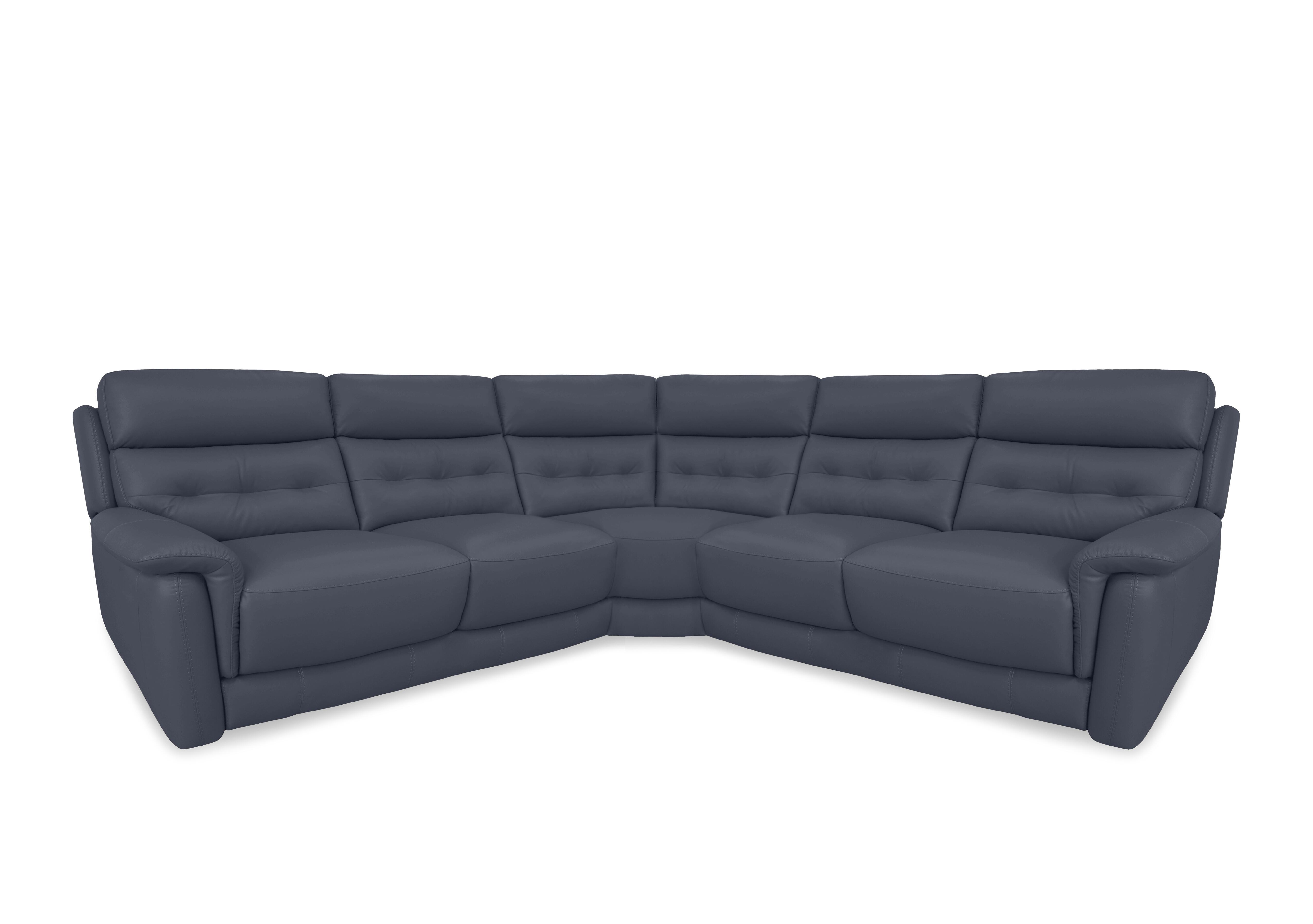 Springer Leather Large Power Recliner Corner Sofa in Bv-313e Ocean Blue on Furniture Village