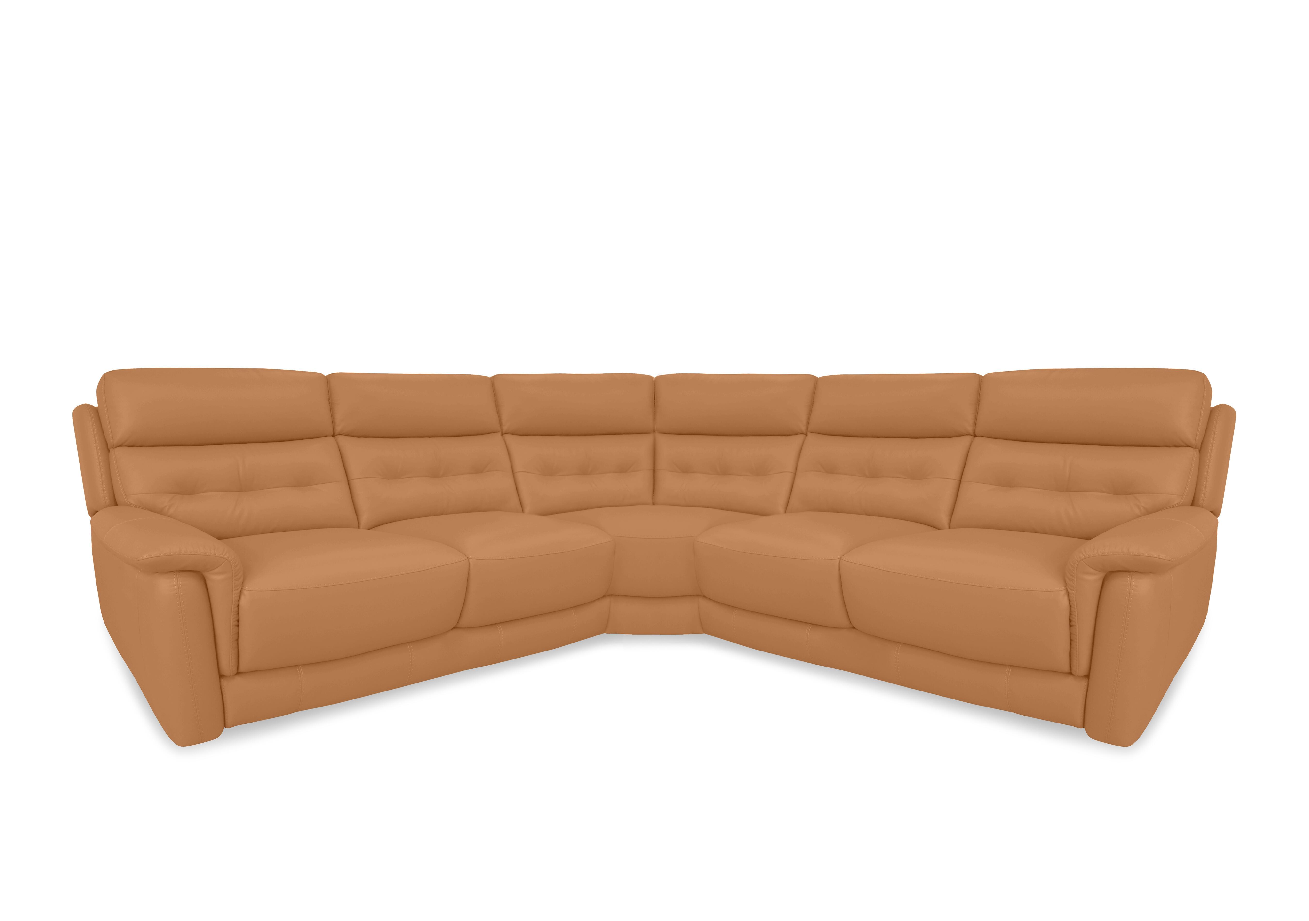 Springer Leather Large Power Recliner Corner Sofa in Bv-335e Honey Yellow on Furniture Village