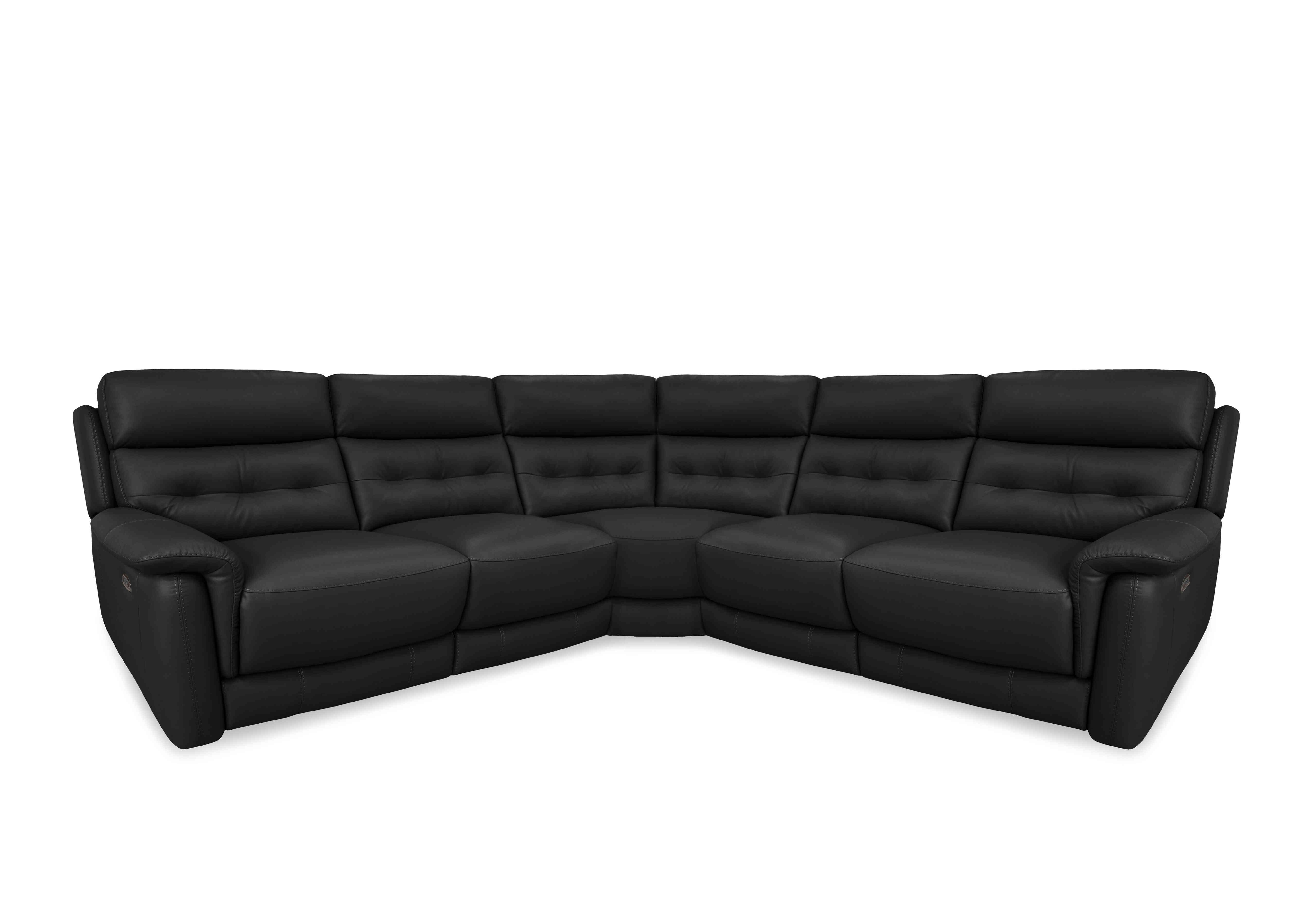 Springer Leather Large Power Recliner Corner Sofa in Bv-3500 Classic Black on Furniture Village