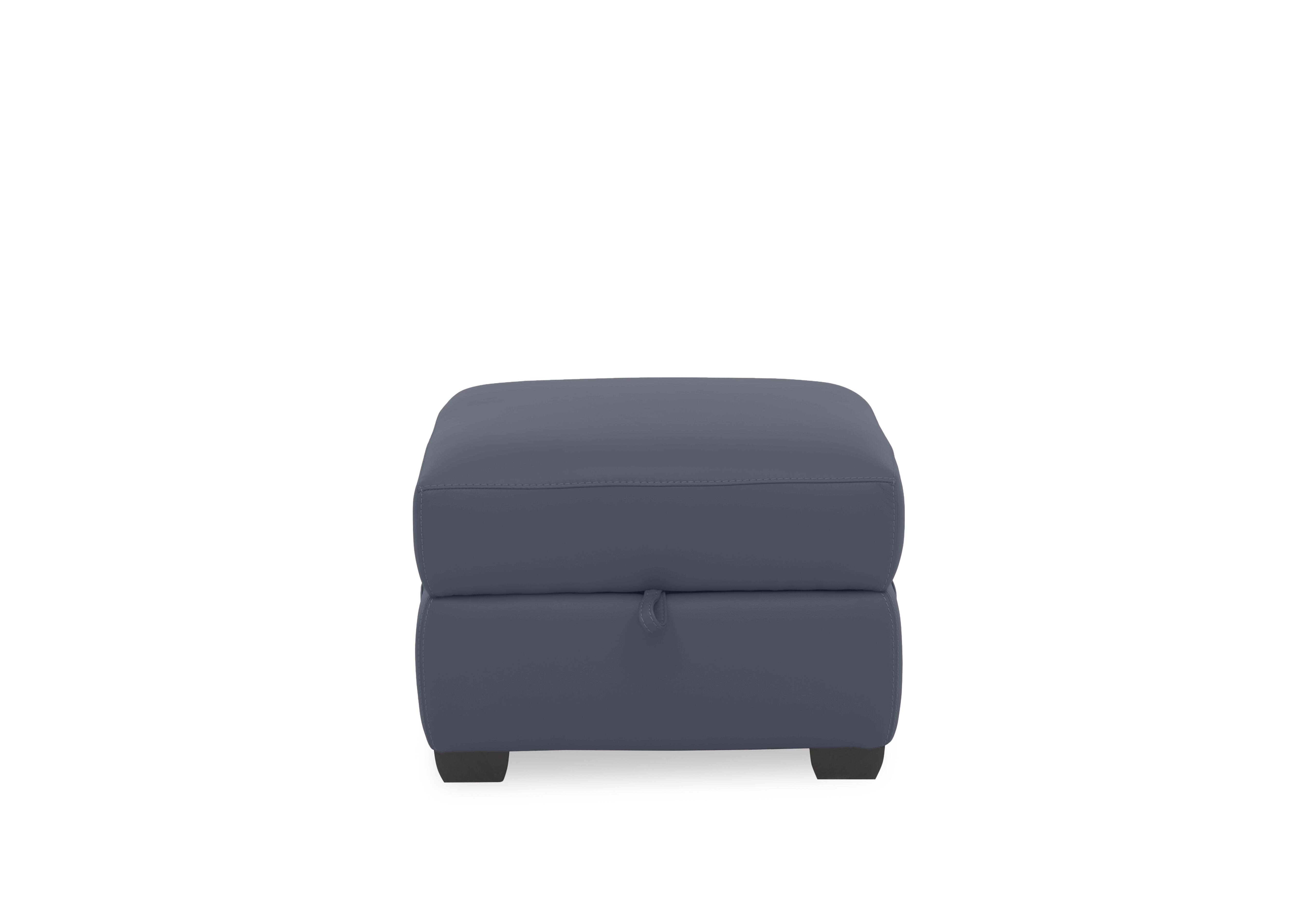 Springer Leather Storage Footstool in Bv-313e Ocean Blue on Furniture Village