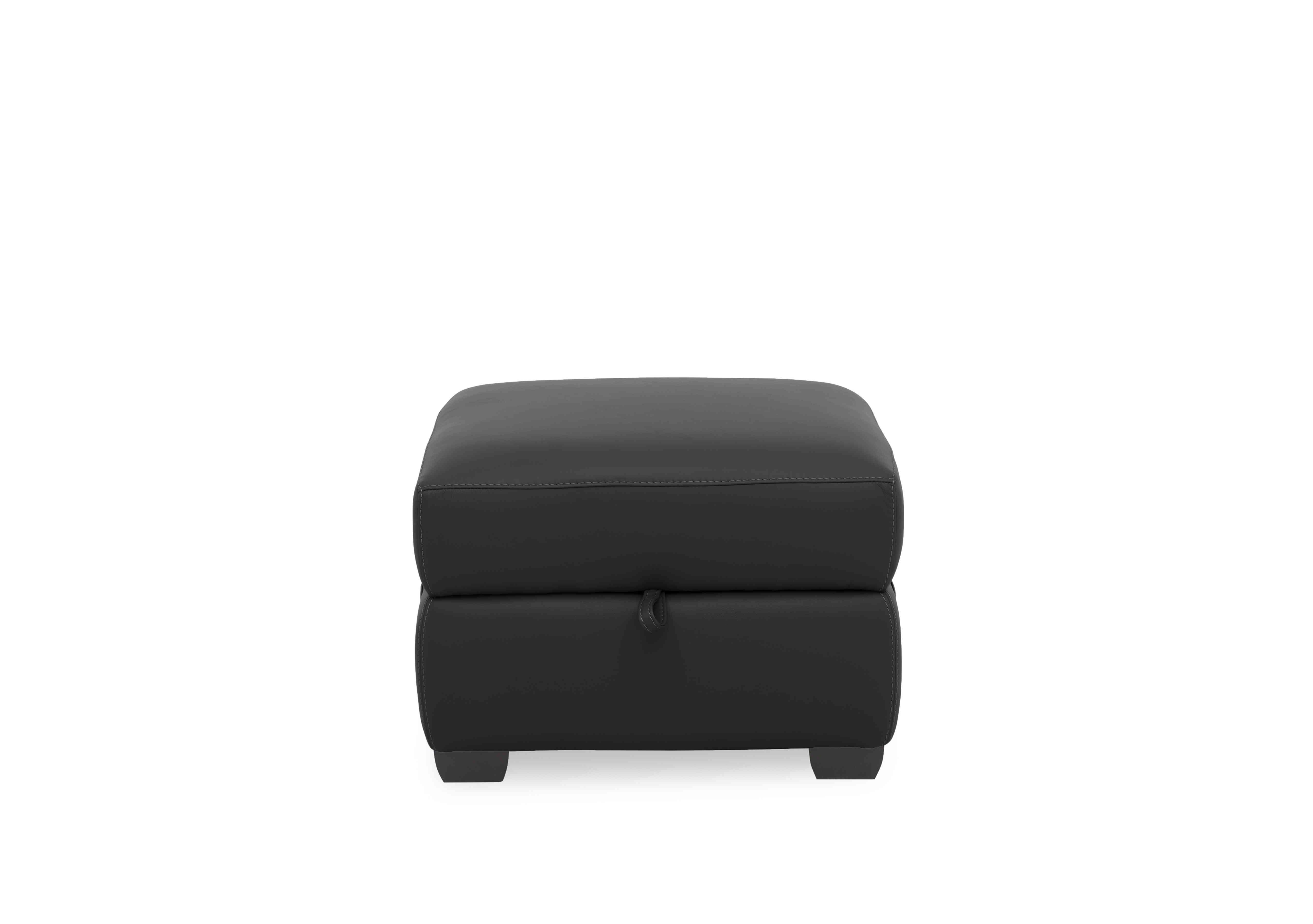 Springer Leather Storage Footstool in Bv-3500 Classic Black on Furniture Village