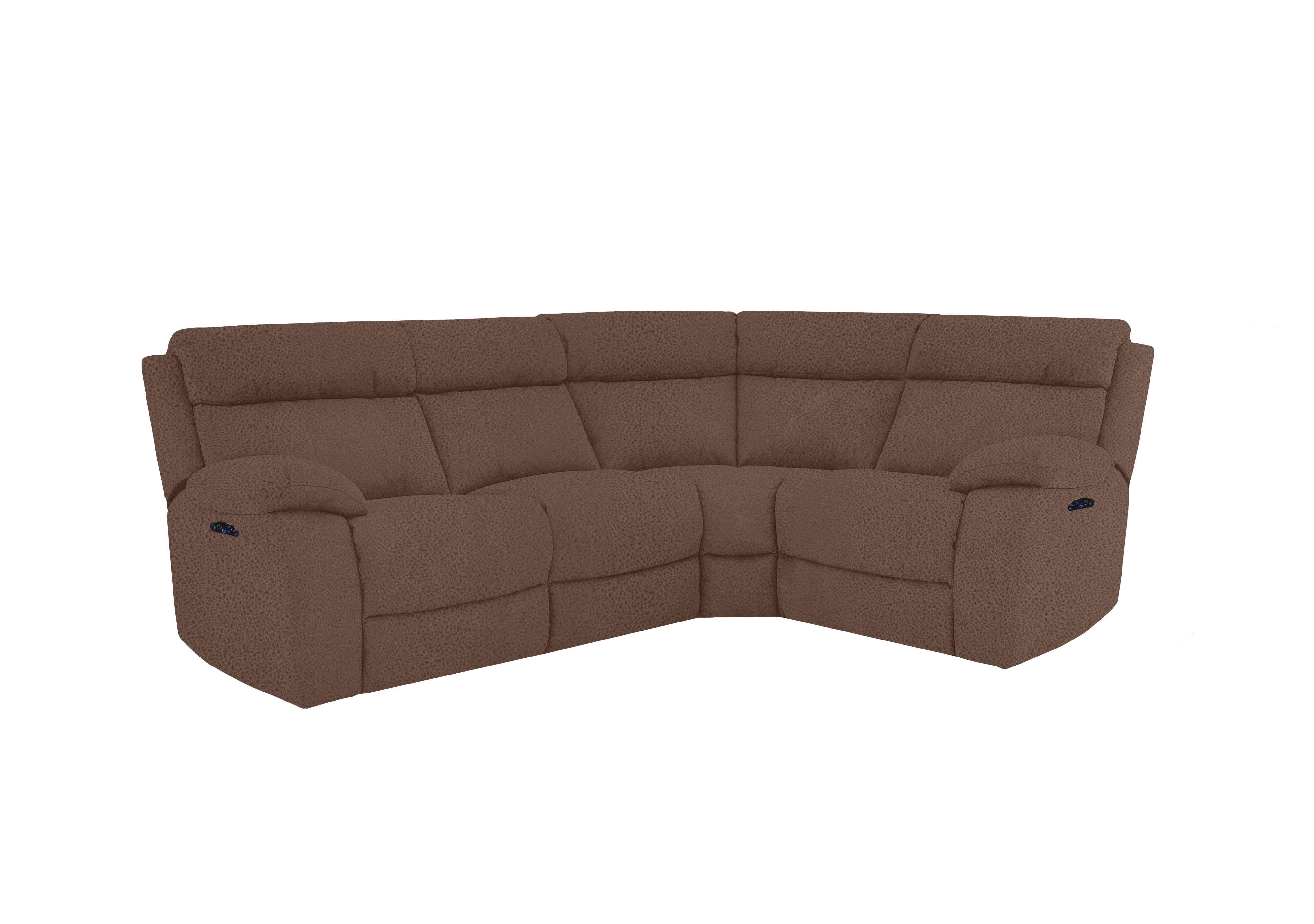 Moreno Small Fabric Power Recliner Corner Sofa with Power Headrests in Bfa-Blj-R05 Hazelnut on Furniture Village