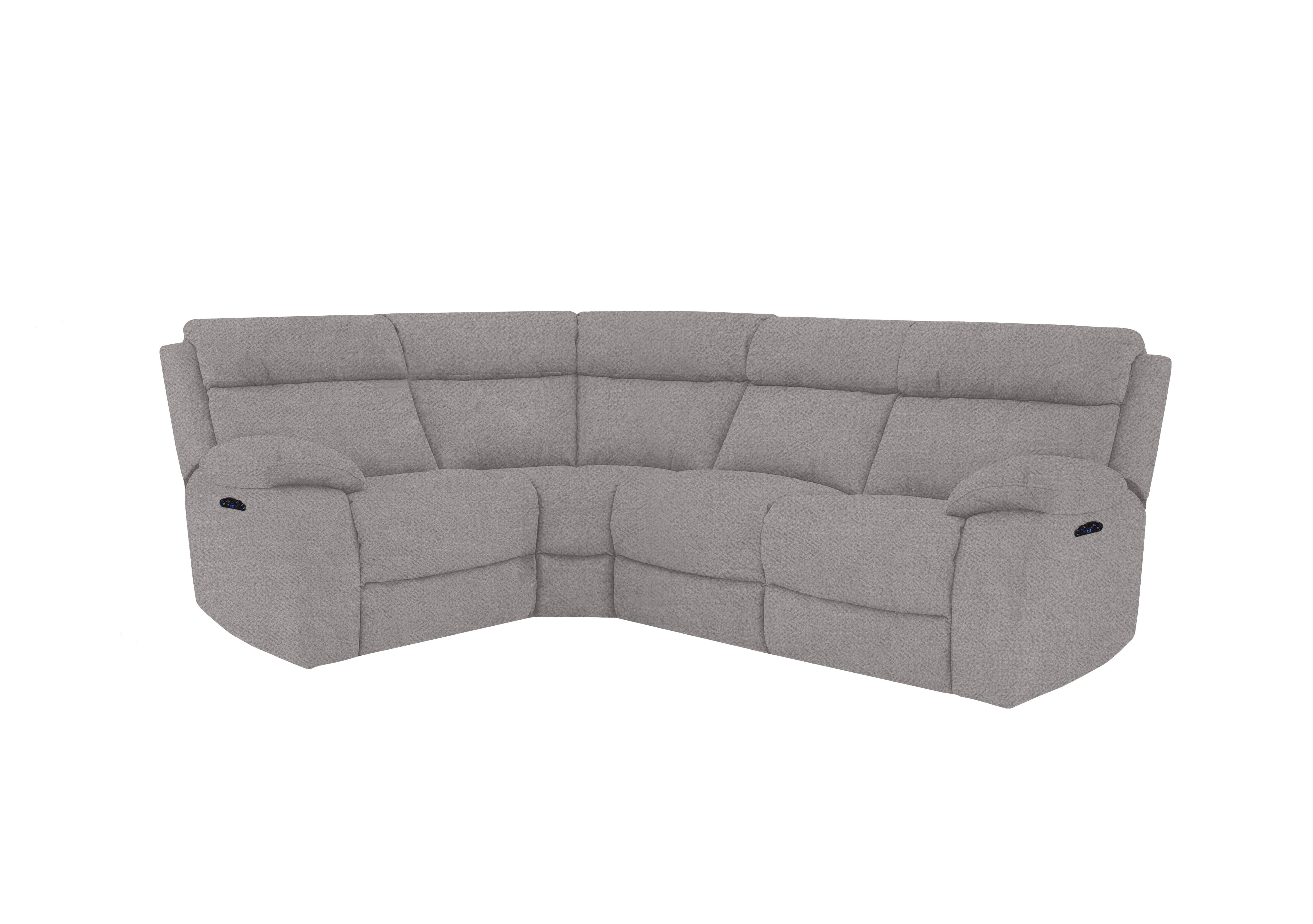 Moreno Small Fabric Power Recliner Corner Sofa with Power Headrests in Fab-Meo-R27 Pewter on Furniture Village
