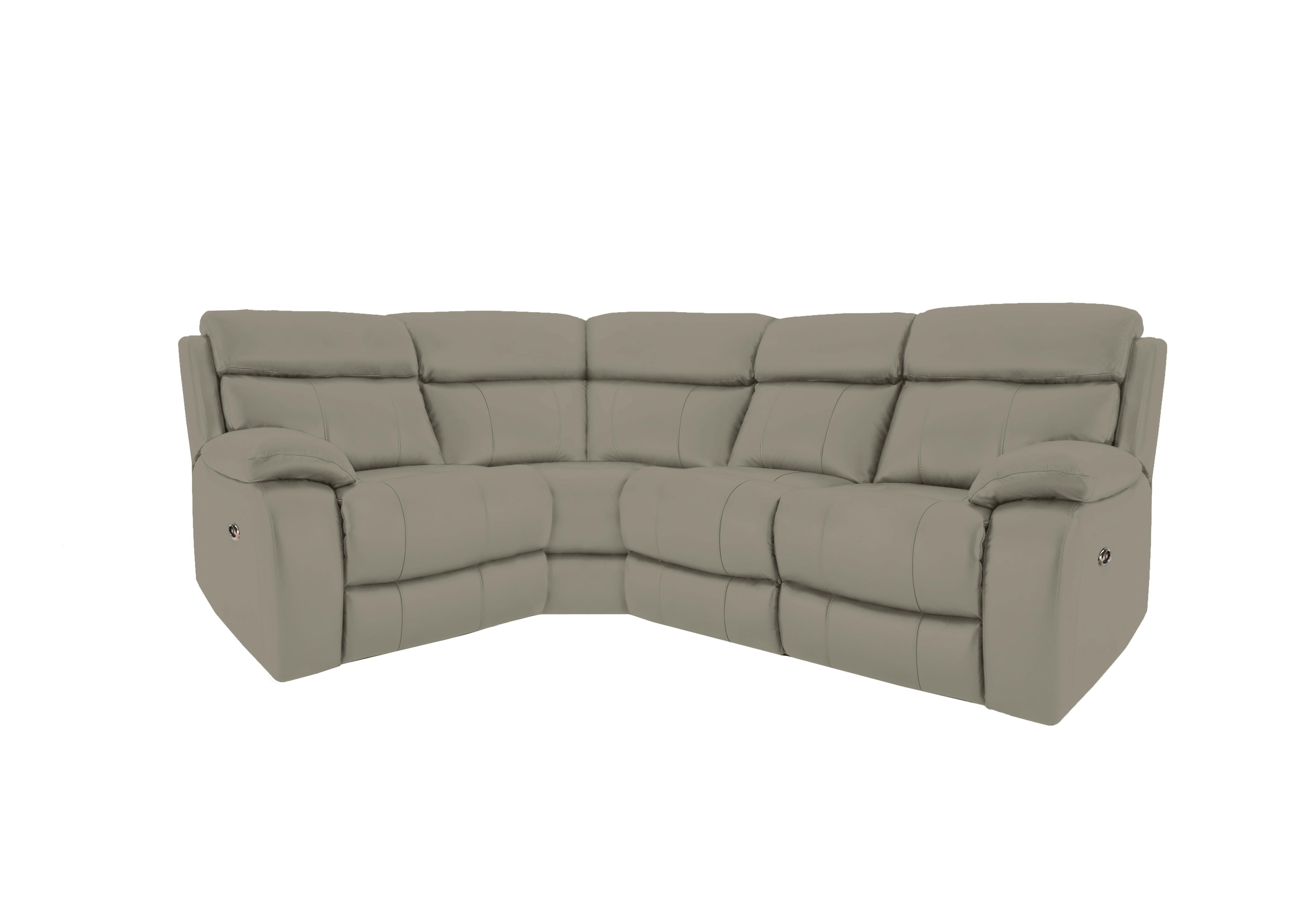 Moreno Small Leather Power Recliner Corner Sofa with Power Headrests in Bv-722a Taupe on Furniture Village