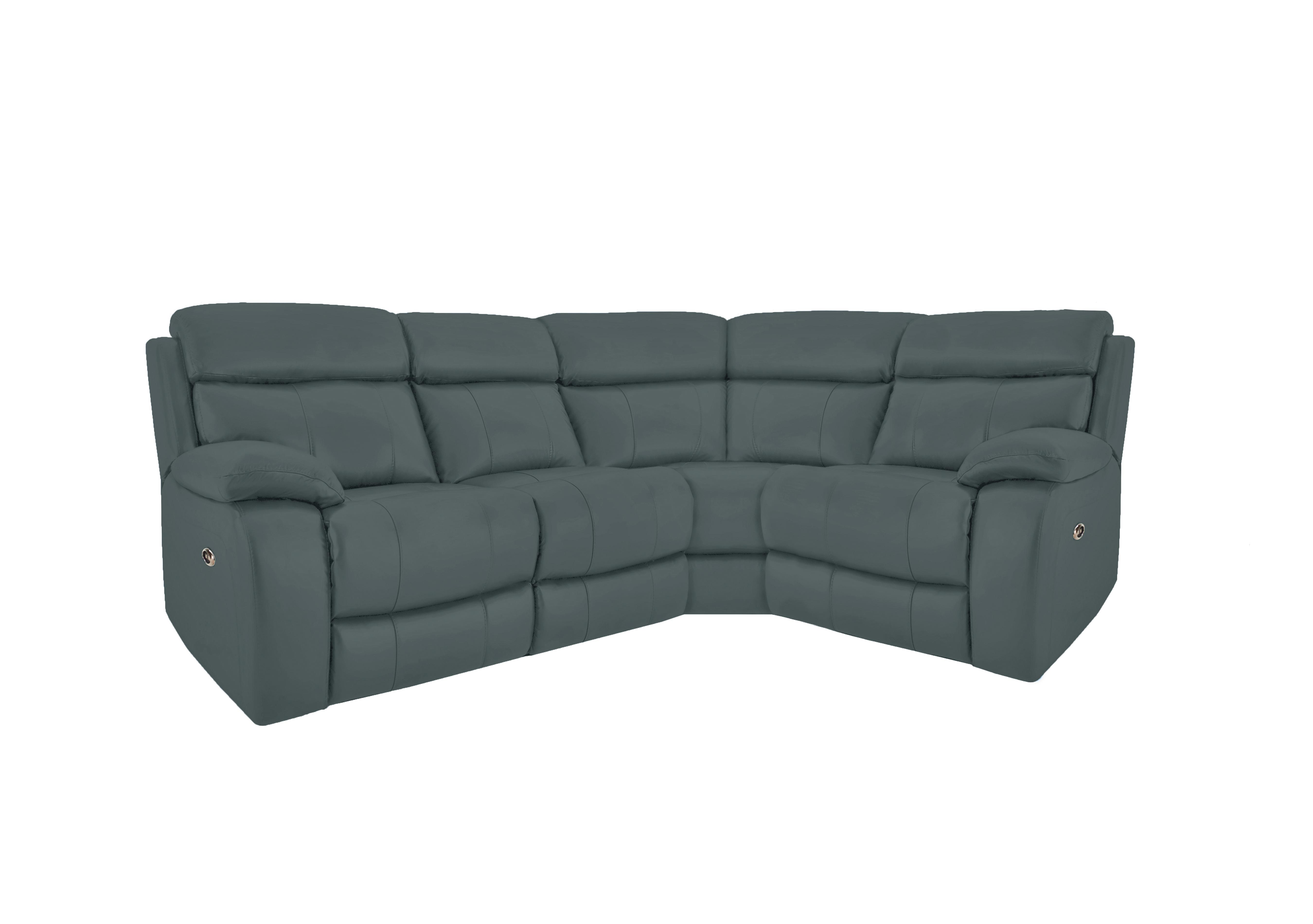 Moreno Small Leather Power Recliner Corner Sofa with Power Headrests in Nc-301e Lake Green on Furniture Village