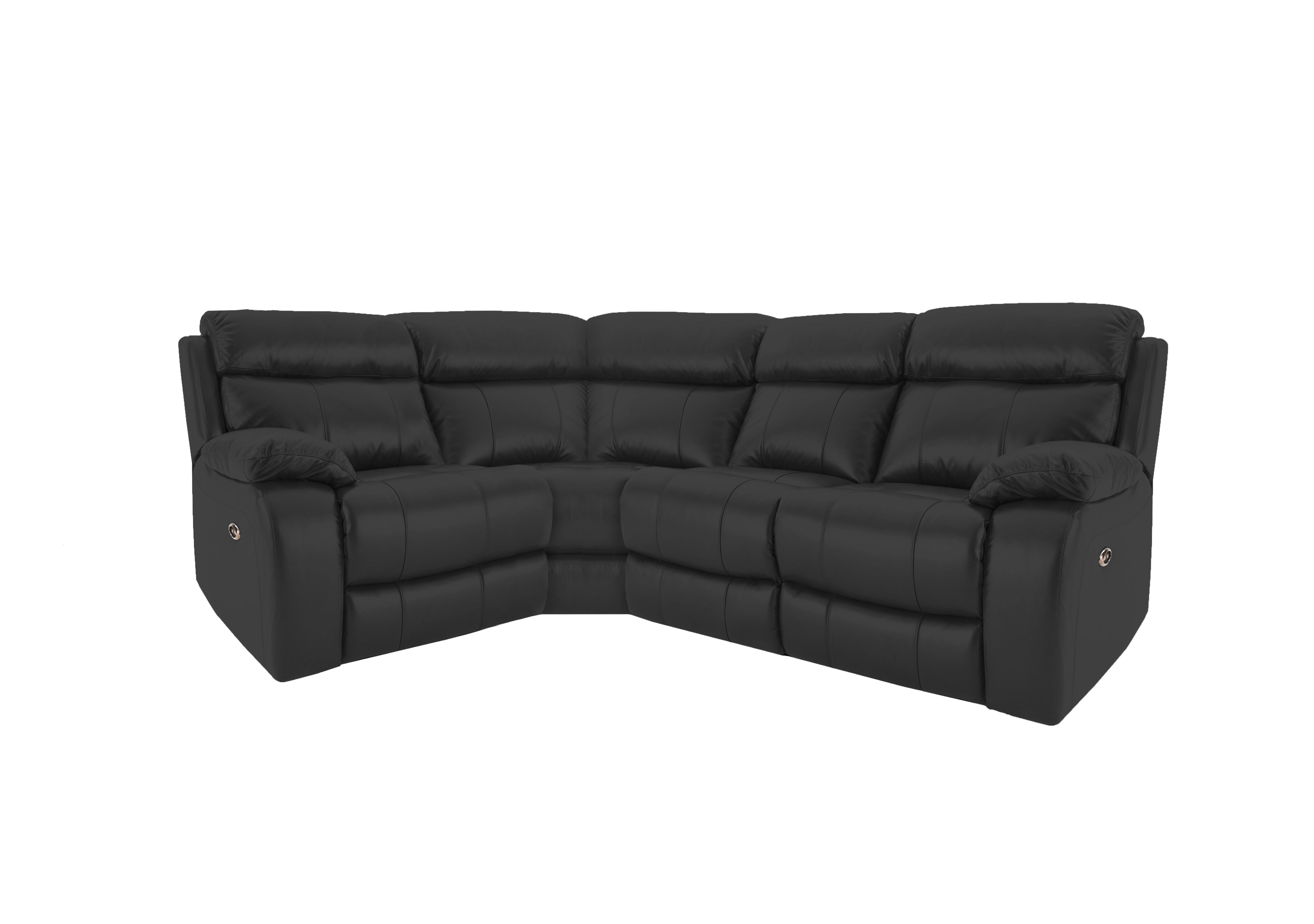 Moreno Small Leather Power Recliner Corner Sofa with Power Headrests in Nw-520e Black on Furniture Village