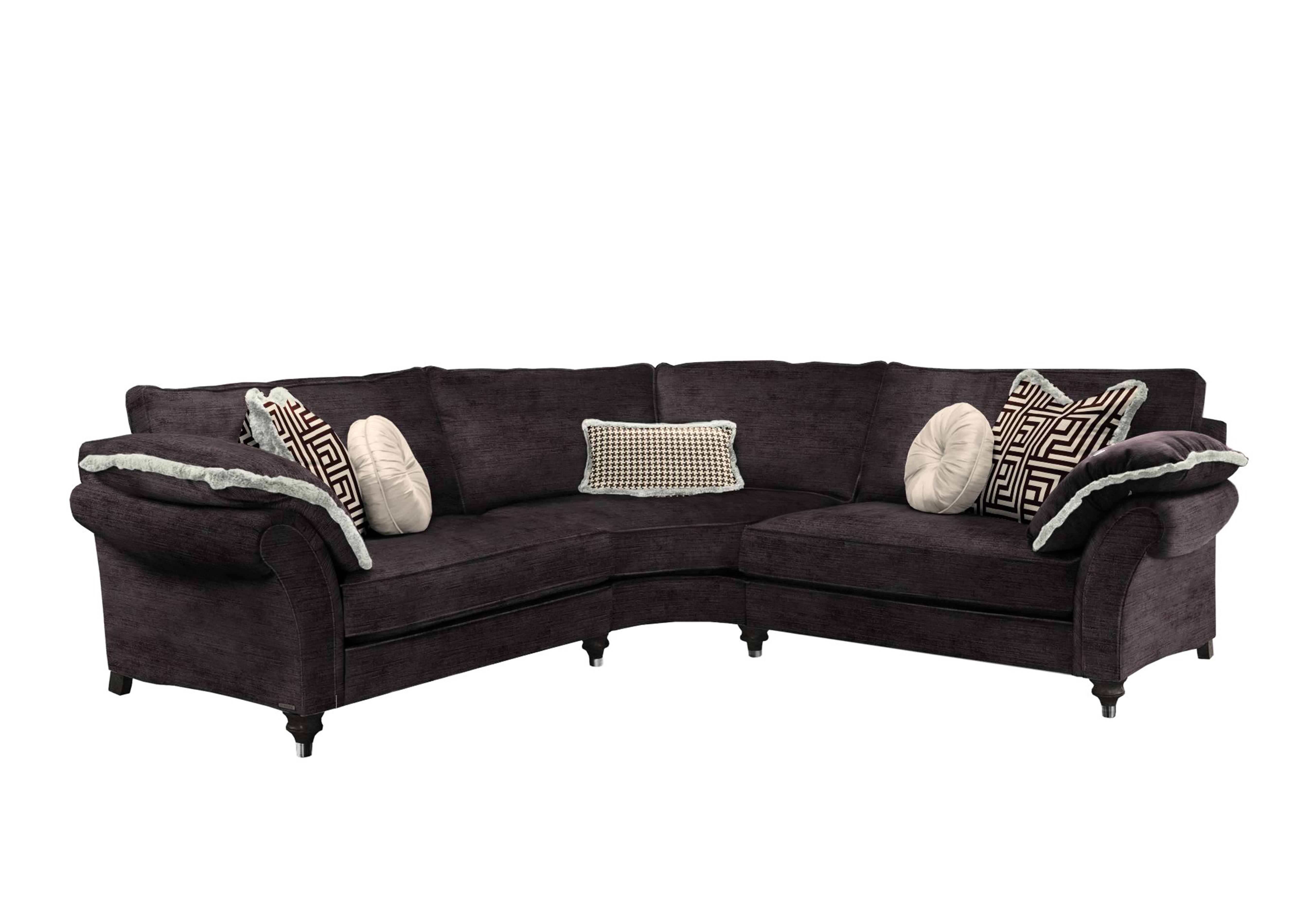 Princeton Ruched Small Corner Sofa in Monarch Black-Noir Eby/Stl on Furniture Village