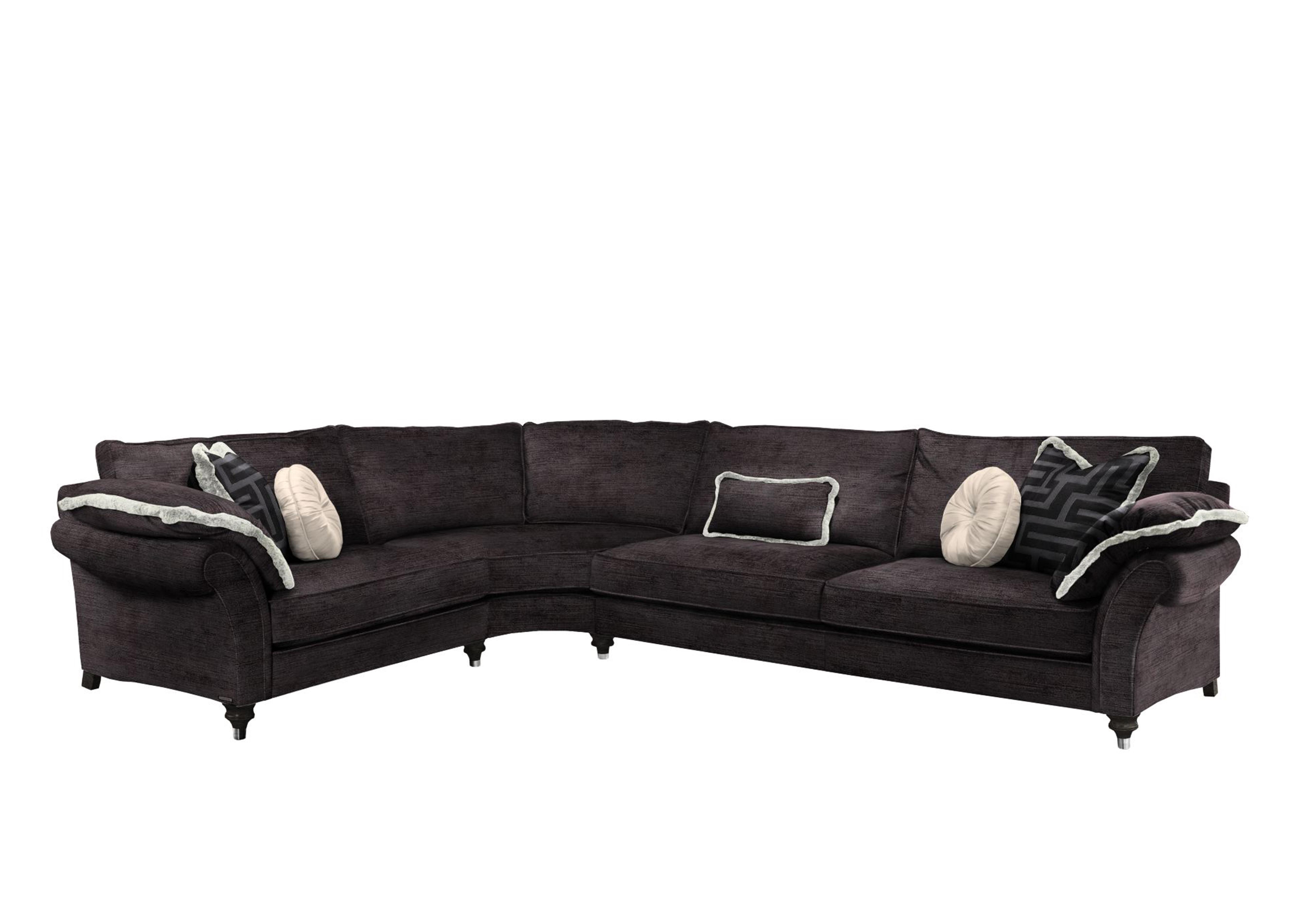 Princeton Ruched Medium Corner Sofa in Monarch Black-Onyx Eby/Stl on Furniture Village