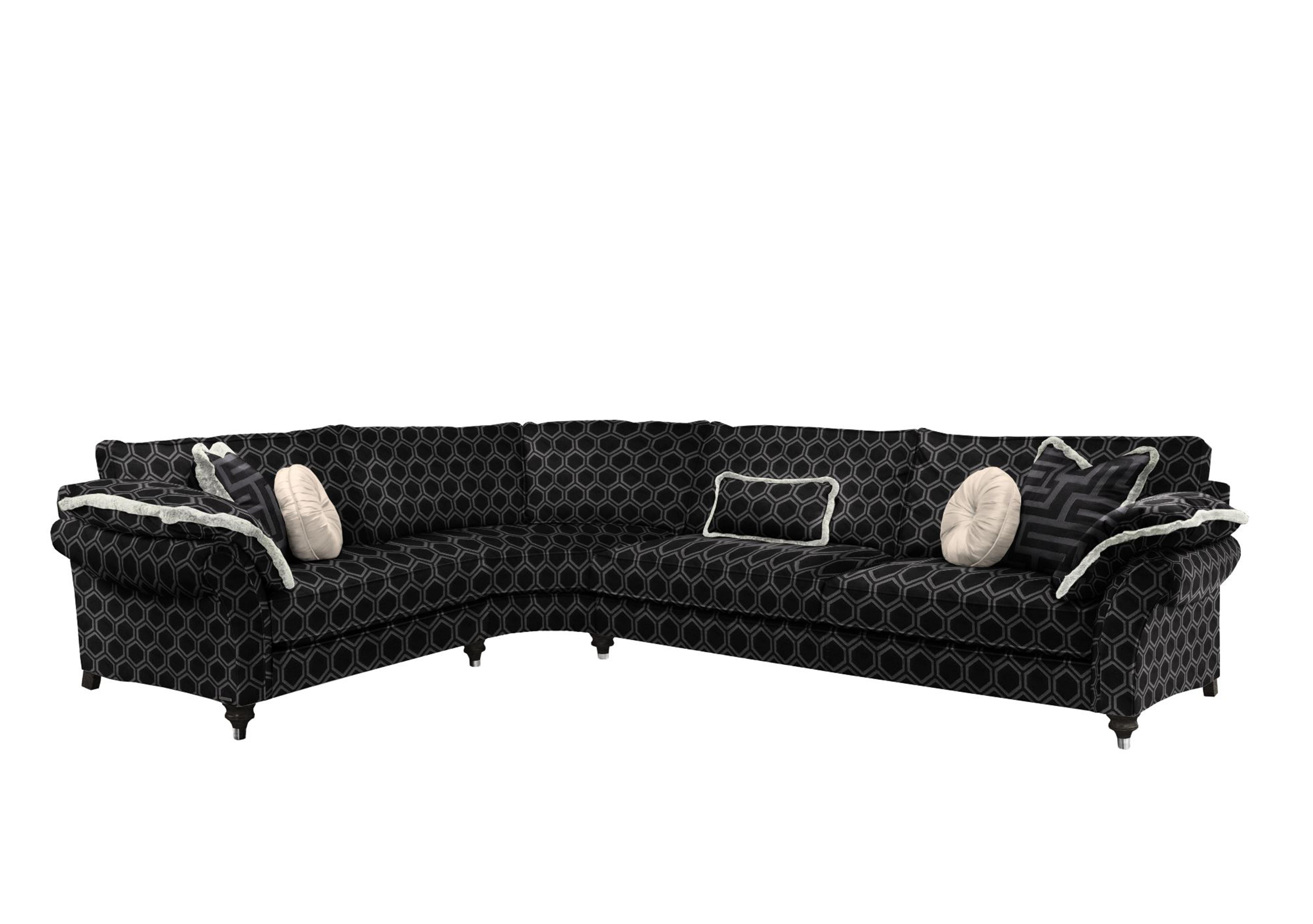 Princeton Ruched Medium Corner Sofa in Ophelia Onyx-Onyx Eby/Stl on Furniture Village