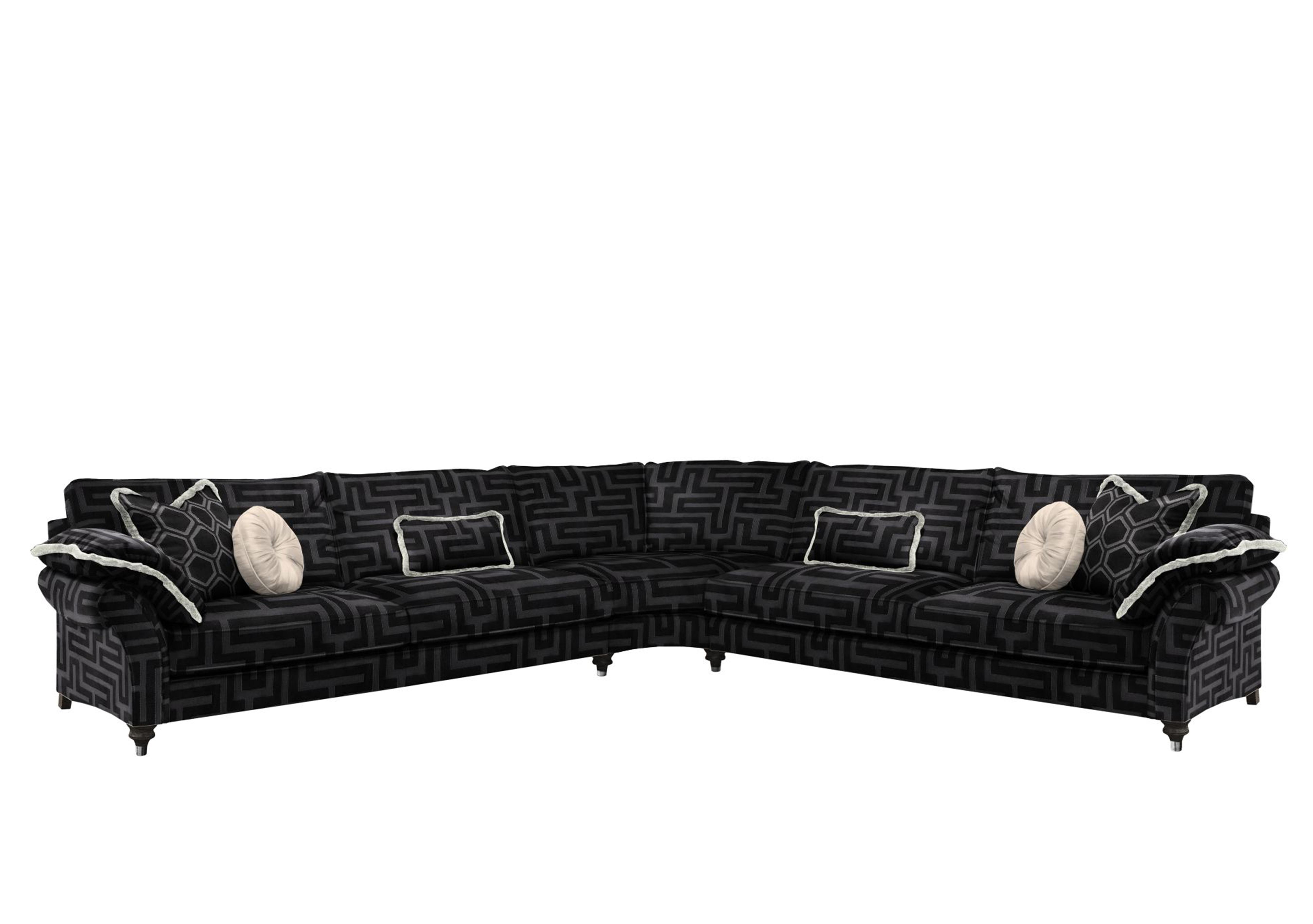 Princeton Ruched Large Corner Sofa in Apollo Onyx-Onyx Eby/Stl on Furniture Village