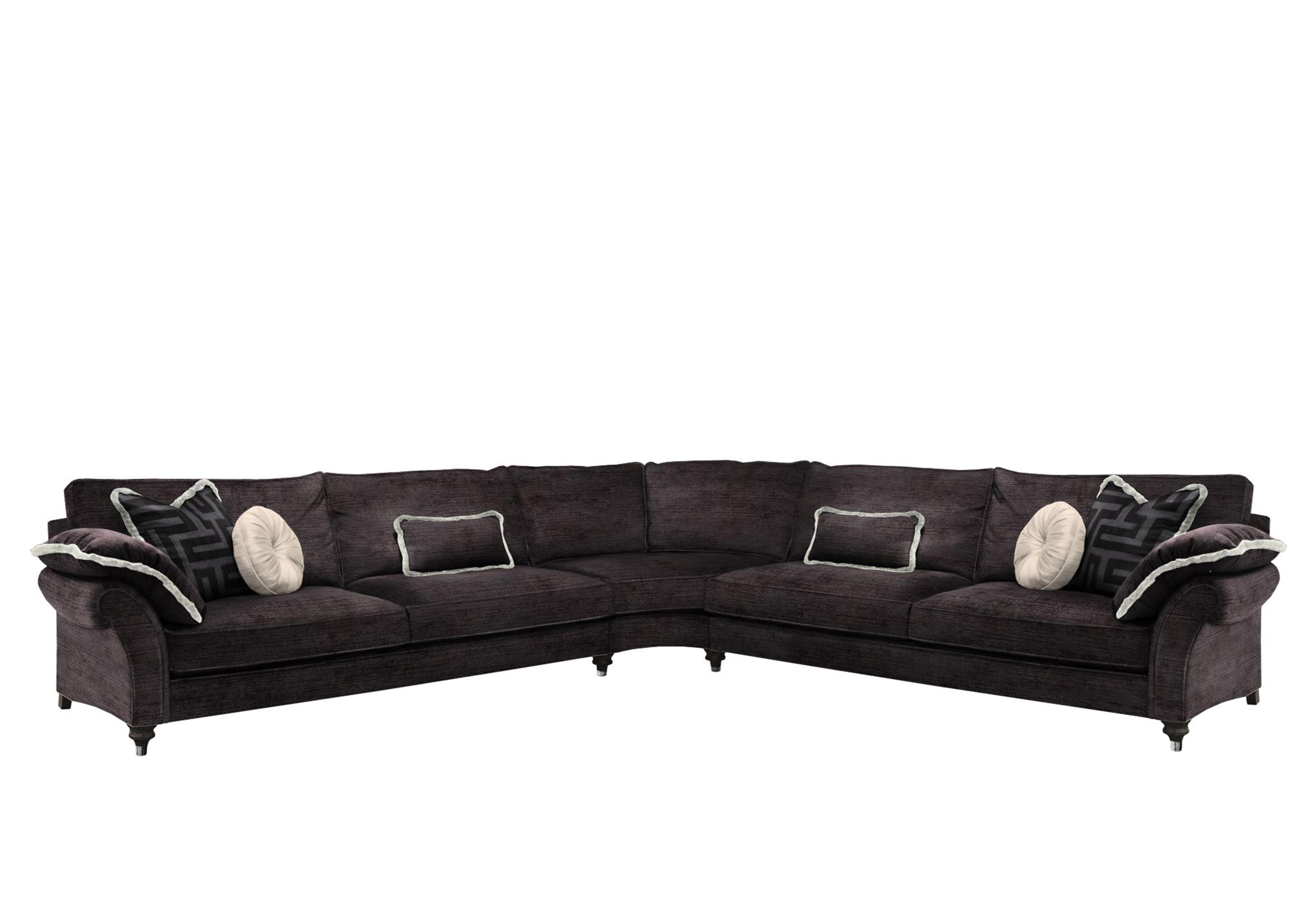 Princeton Ruched Large Corner Sofa in Monarch Black-Onyx Eby/Stl on Furniture Village