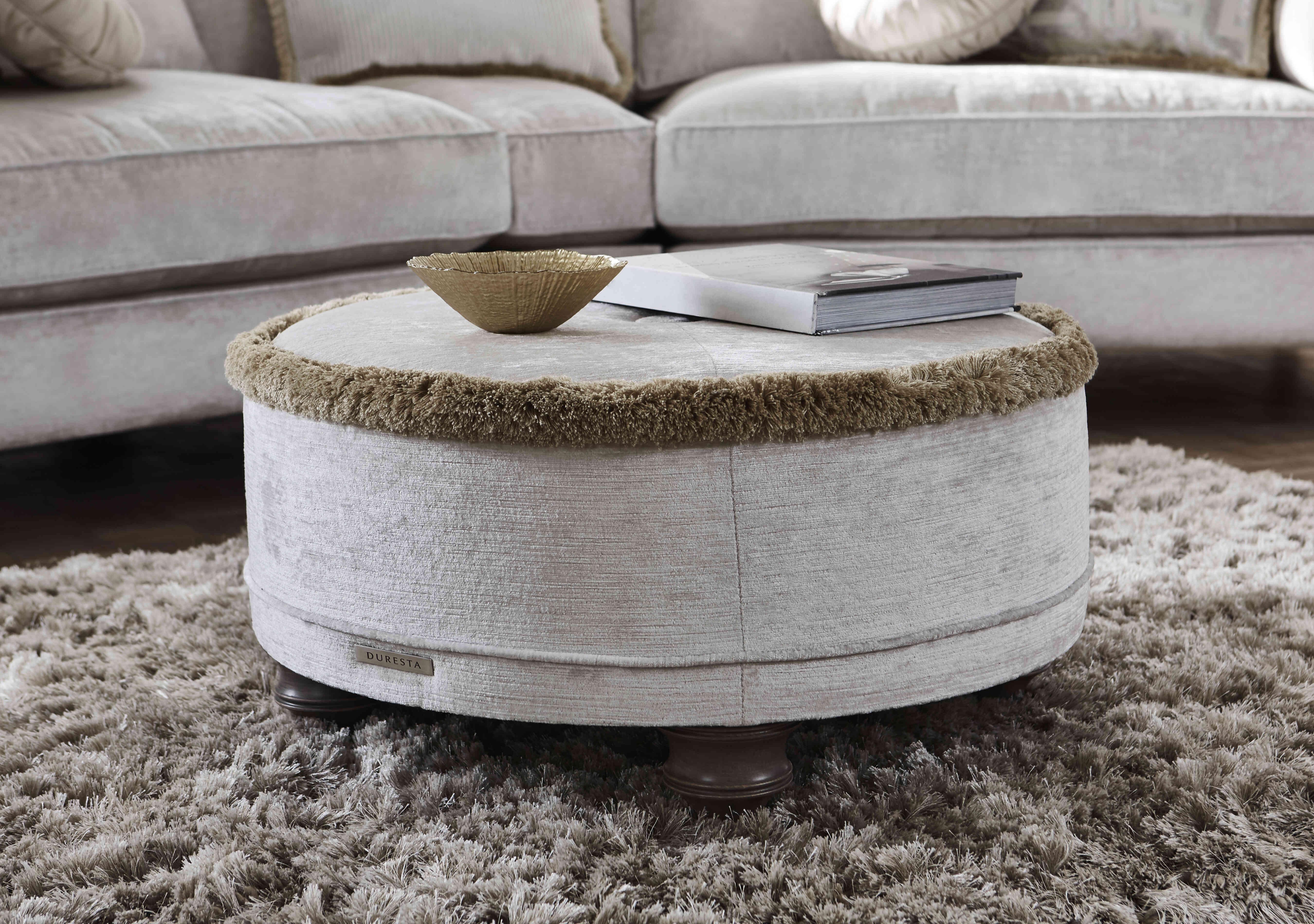 Princeton Ruched Round Footstool in  on Furniture Village