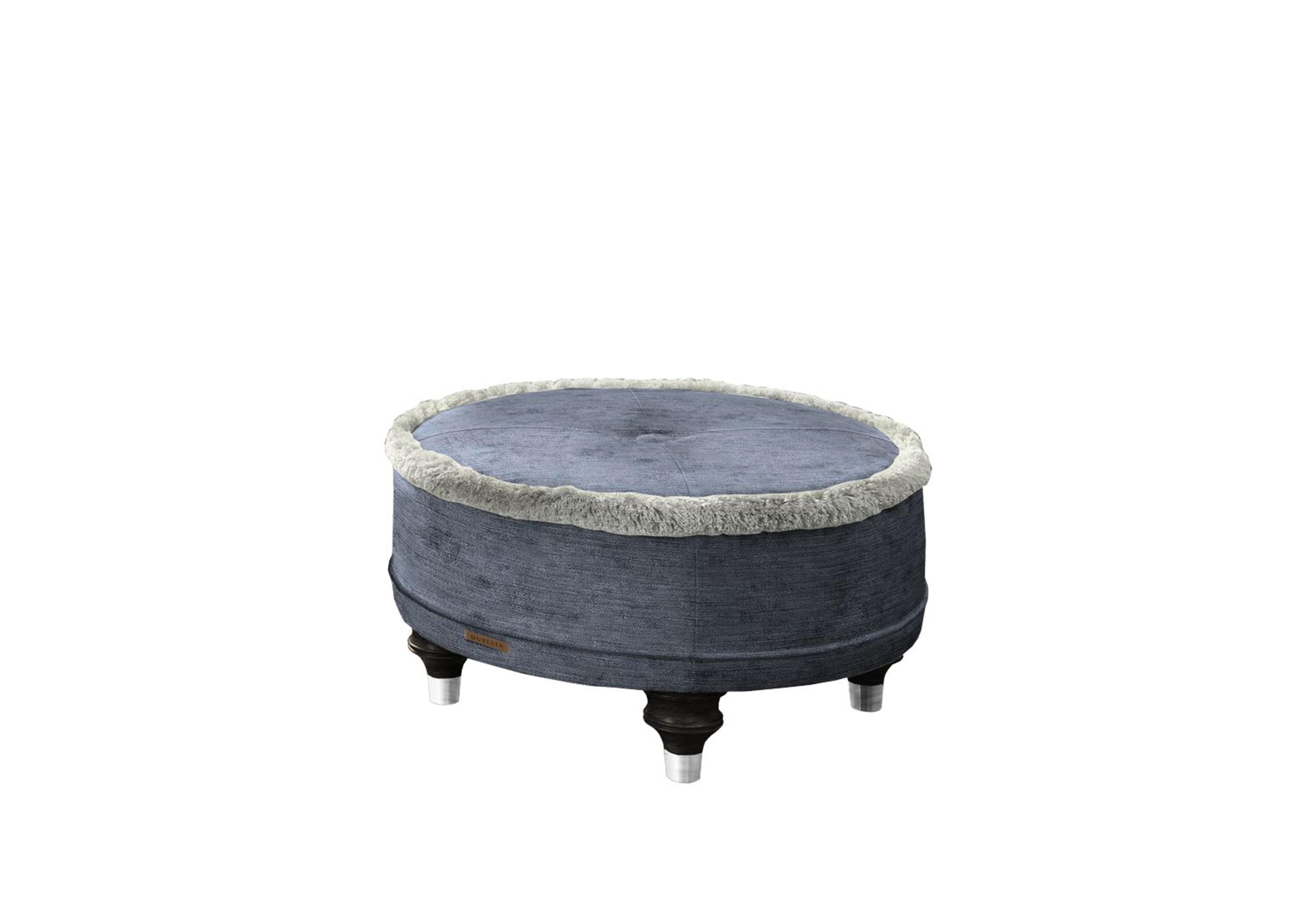 Princeton Ruched Round Footstool in Monarch Anthracite Eby/Stl on Furniture Village