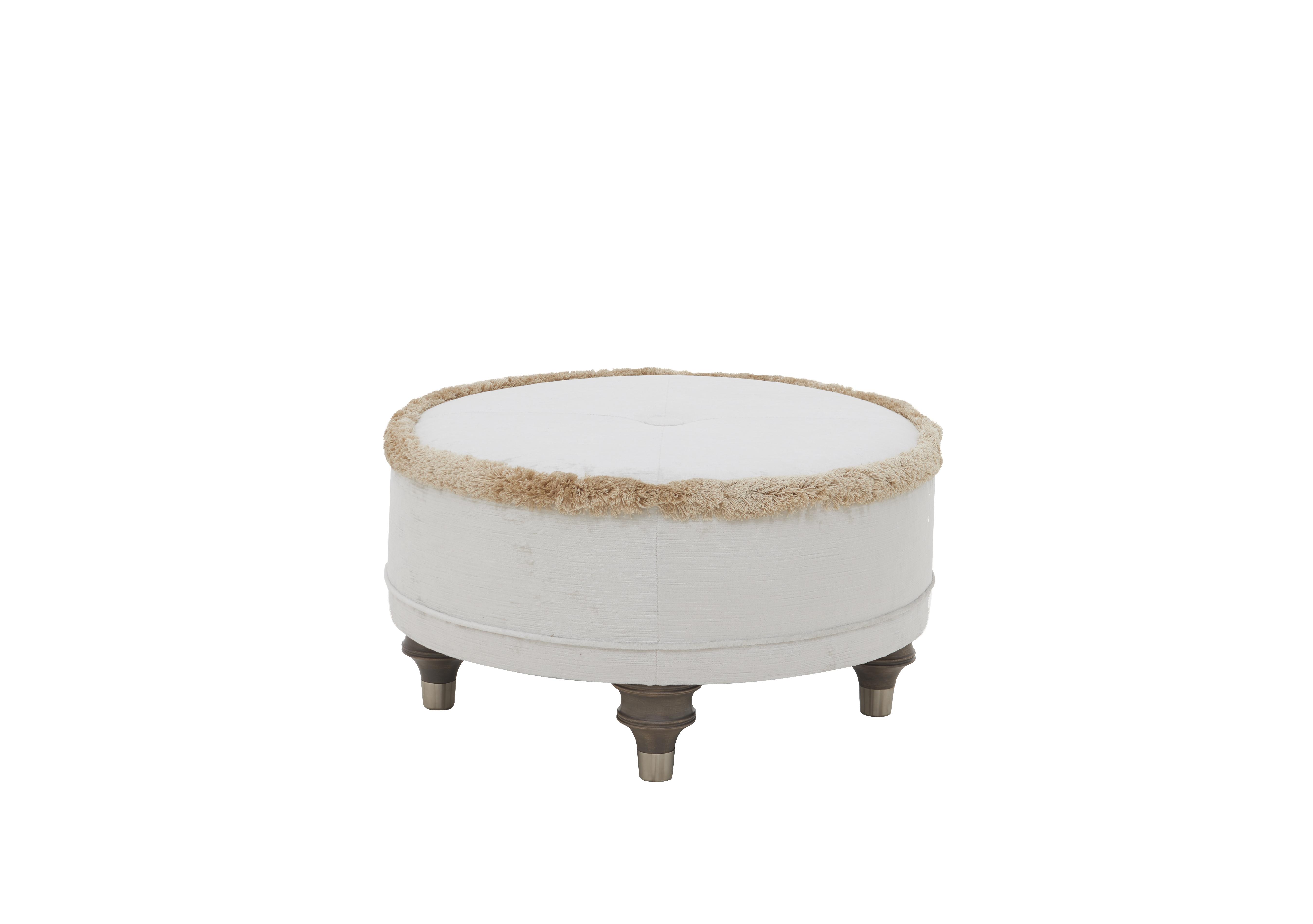 Princeton Ruched Round Footstool in Monarch Natural Eby/Stl on Furniture Village