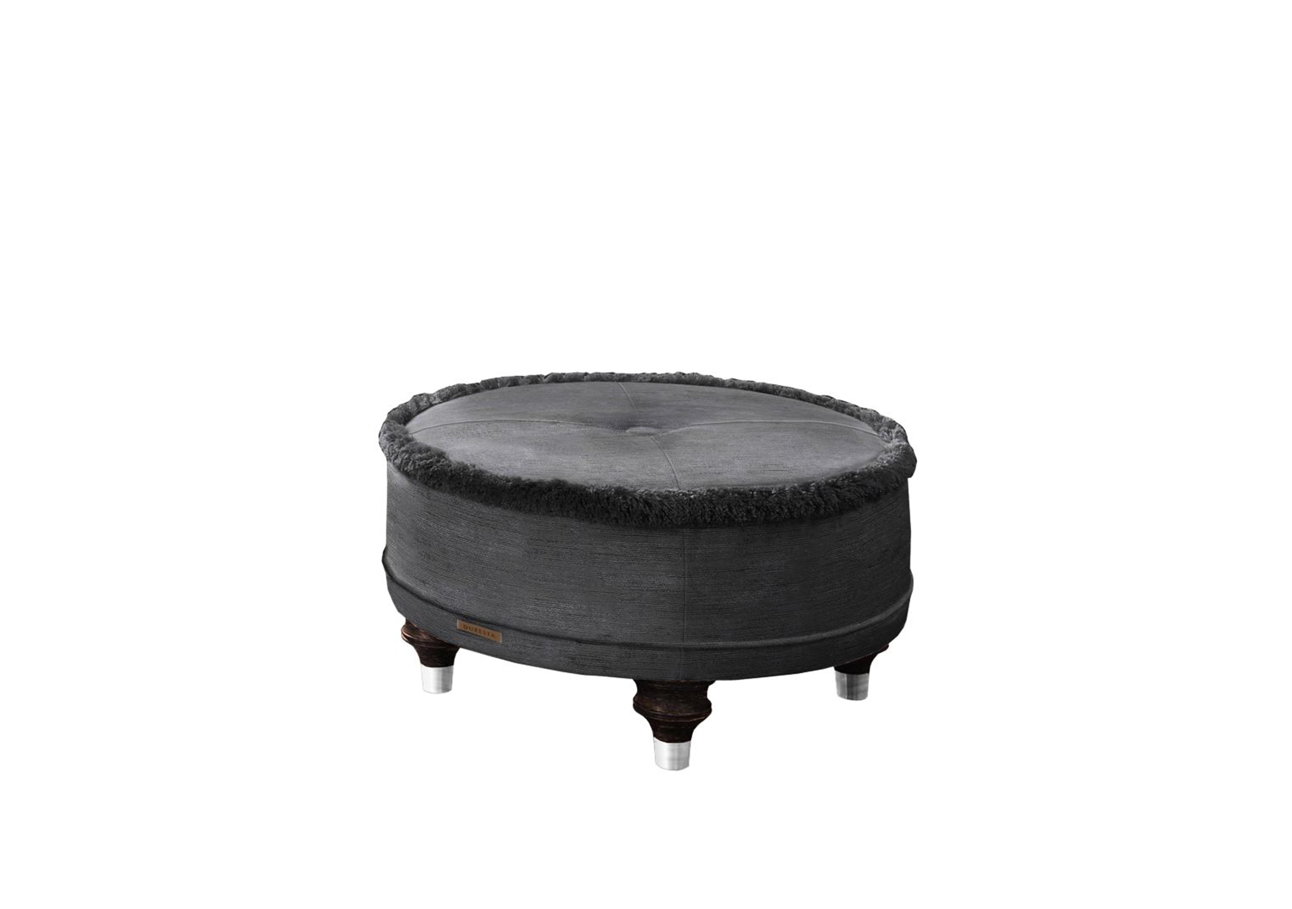 Princeton Ruched Round Footstool in Monarch Steel Eby/Stl on Furniture Village