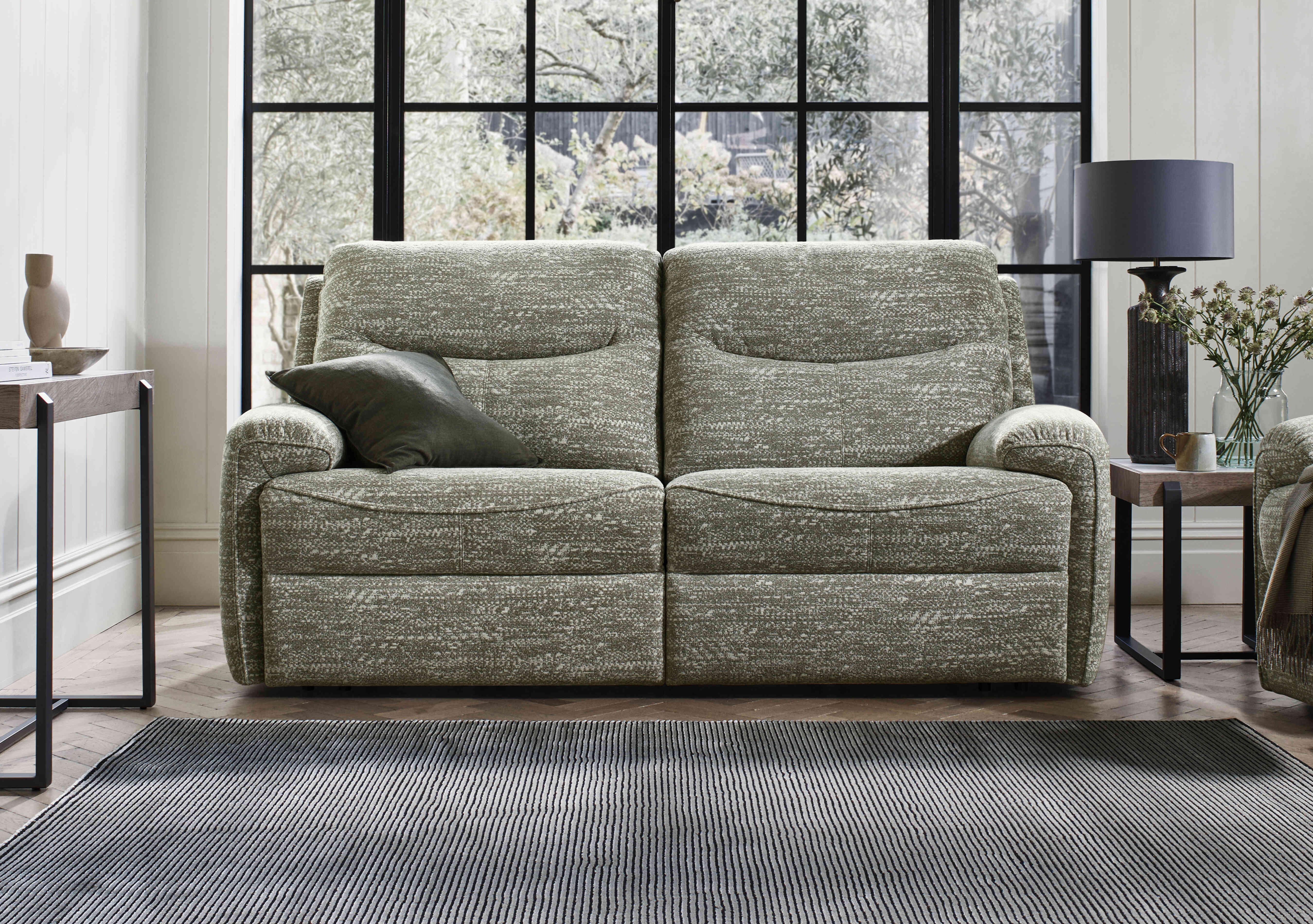 Amesbury Fabric 3 Seater Power Recliner Sofa with Power Headrest, Power Lumbar and Heated Seats in  on Furniture Village