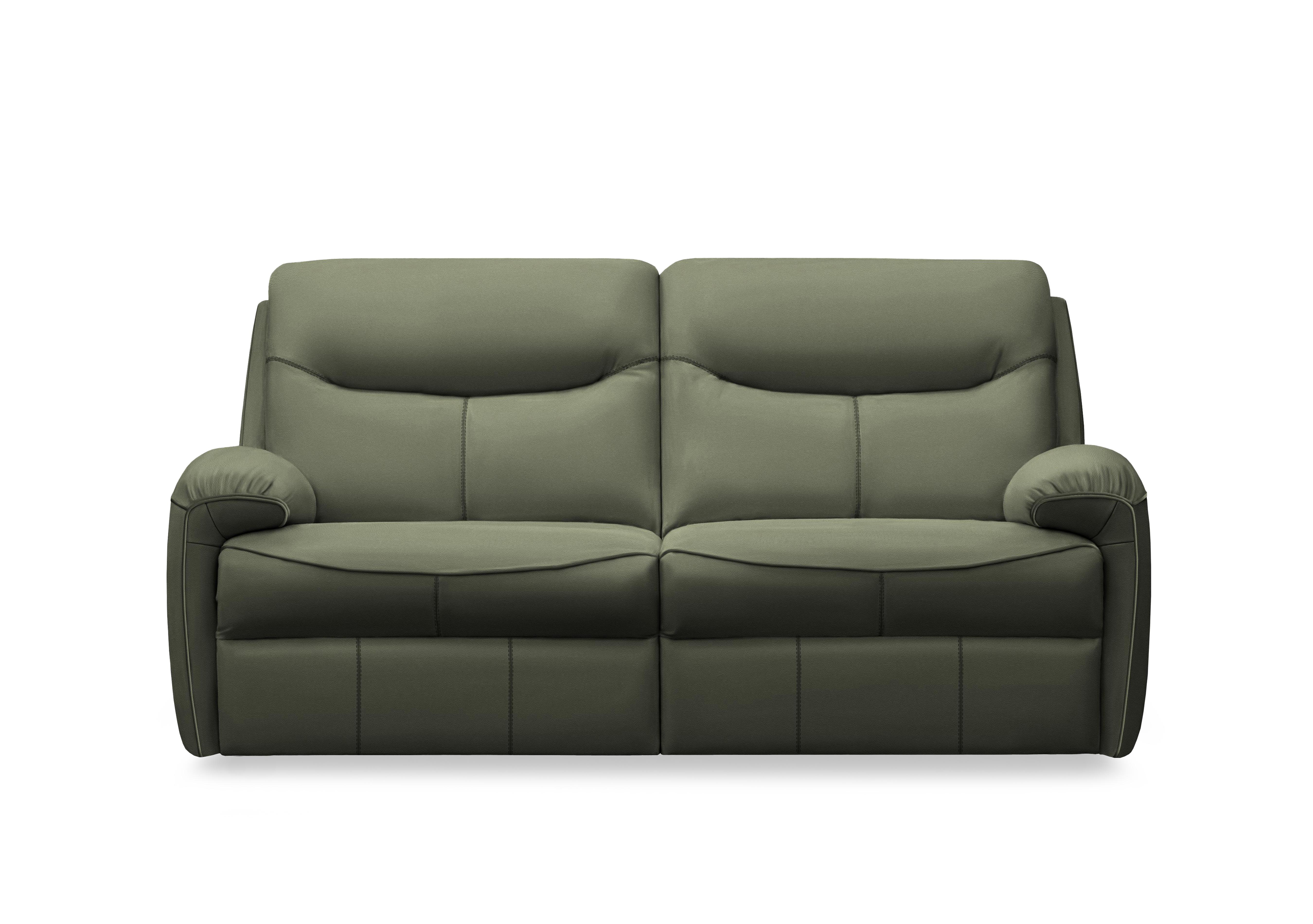 Amesbury Leather 3 Seater Power Recliner Sofa with Power Headrest, Power Lumbar and Heated Seats in H012 Durham Olive on Furniture Village