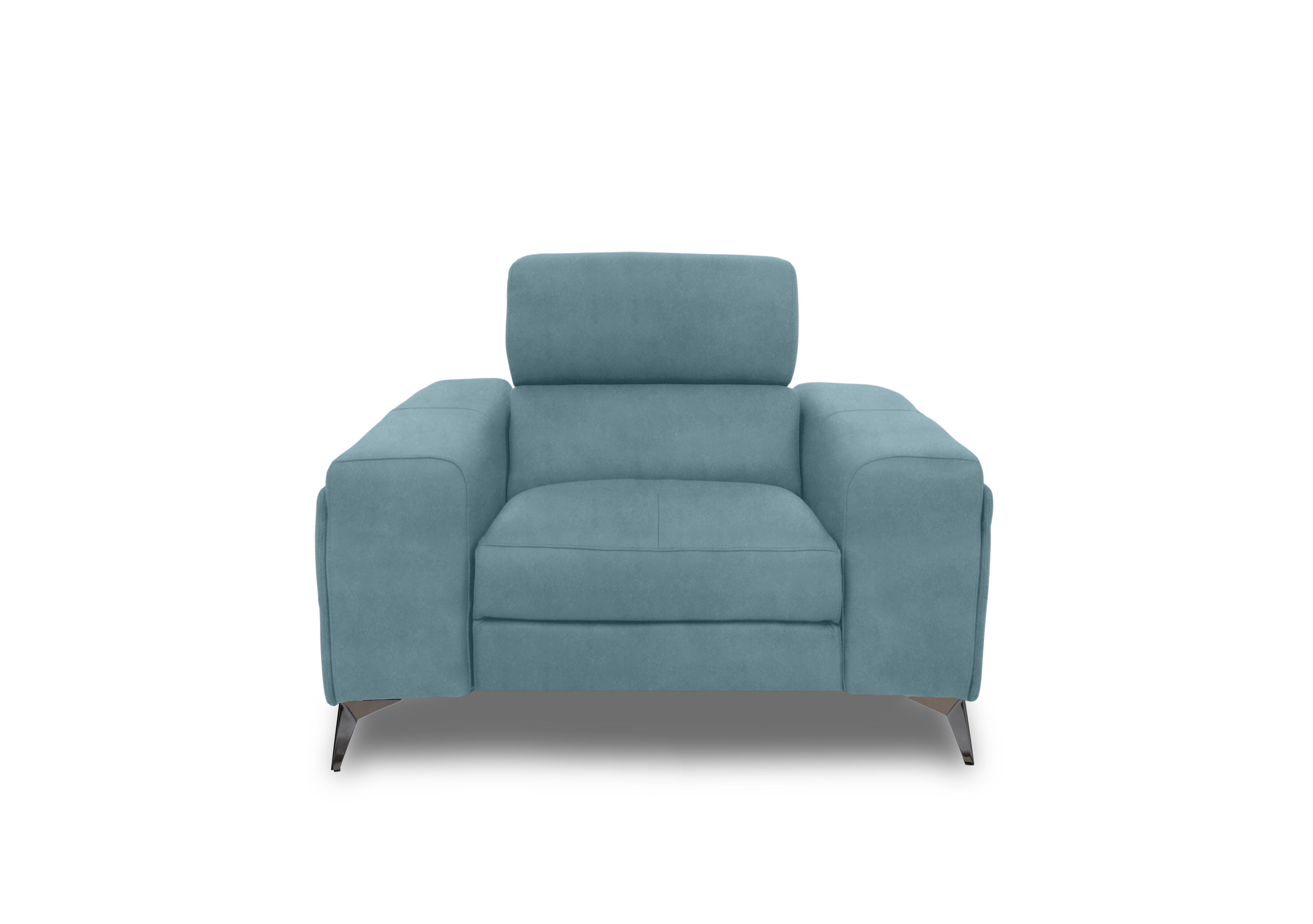 Action Fabric Armchair with Manual Storage Arm in Velvet Blu Vv-0312 on Furniture Village