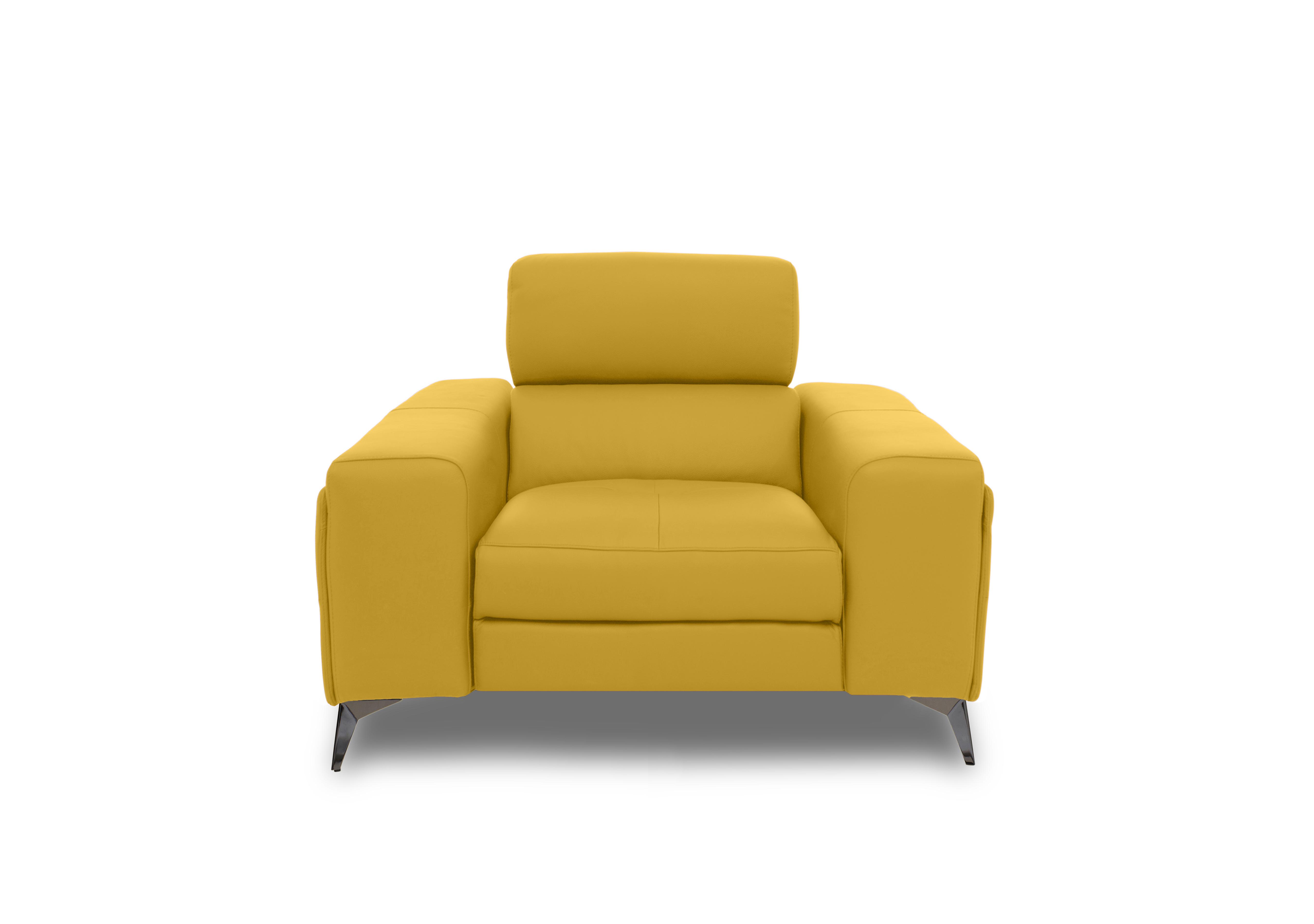 Action Leather Armchair with Manual Storage Arm in Giallo Le-9310 on Furniture Village
