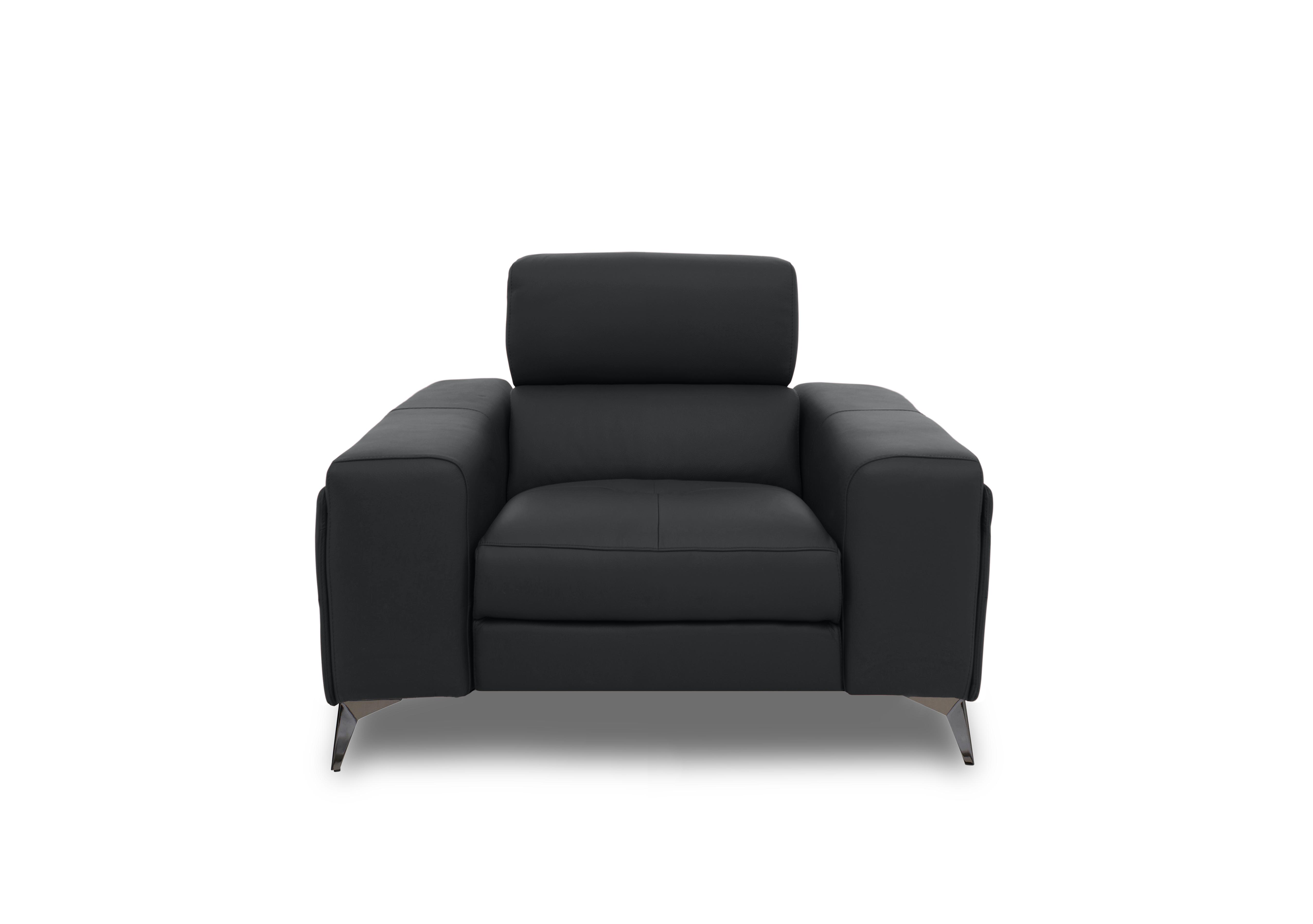 Action Leather Armchair with Manual Storage Arm in Natural Black Mica La4820 on Furniture Village