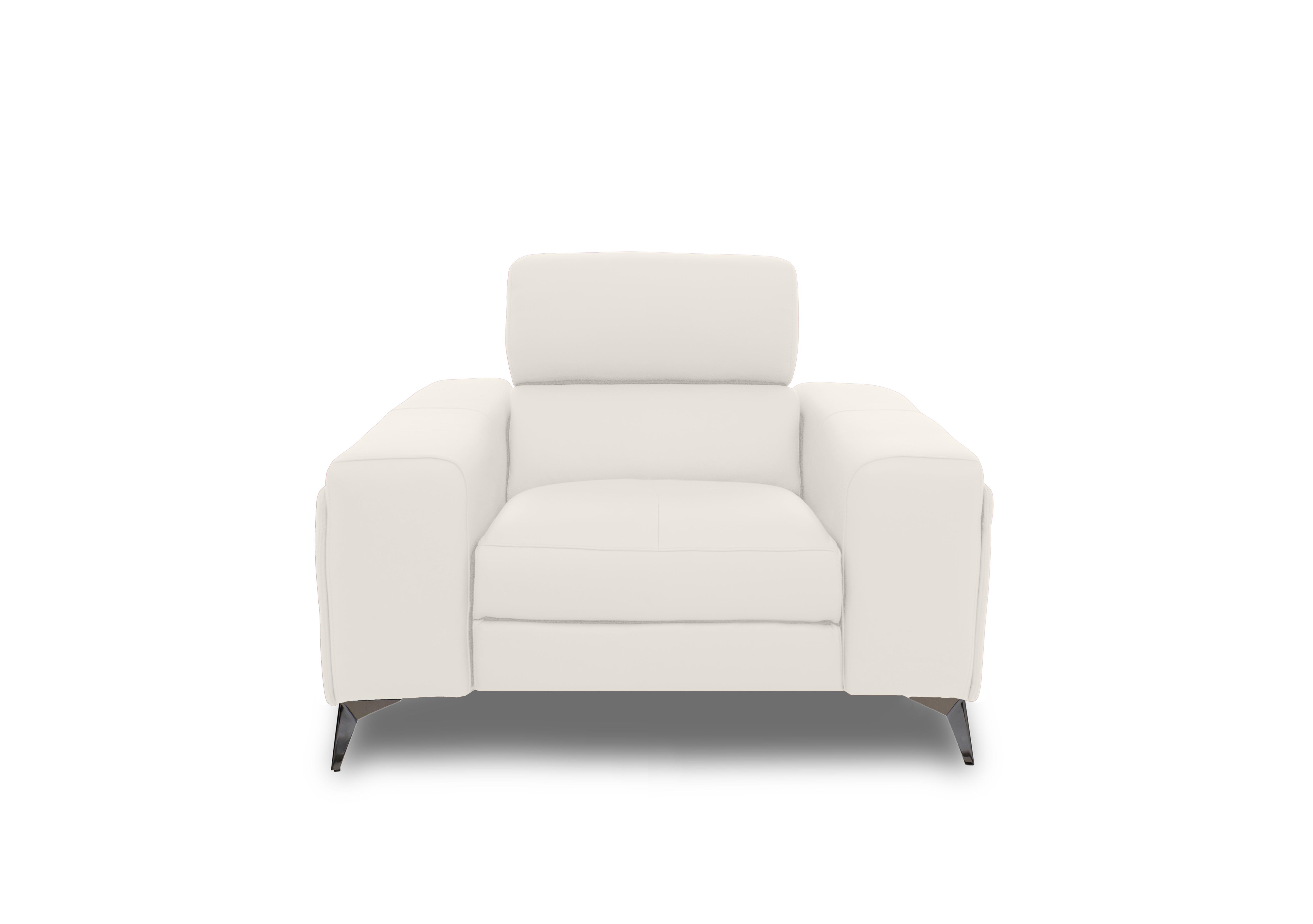 Action Leather Armchair with Manual Storage Arm in White Le-9307 on Furniture Village