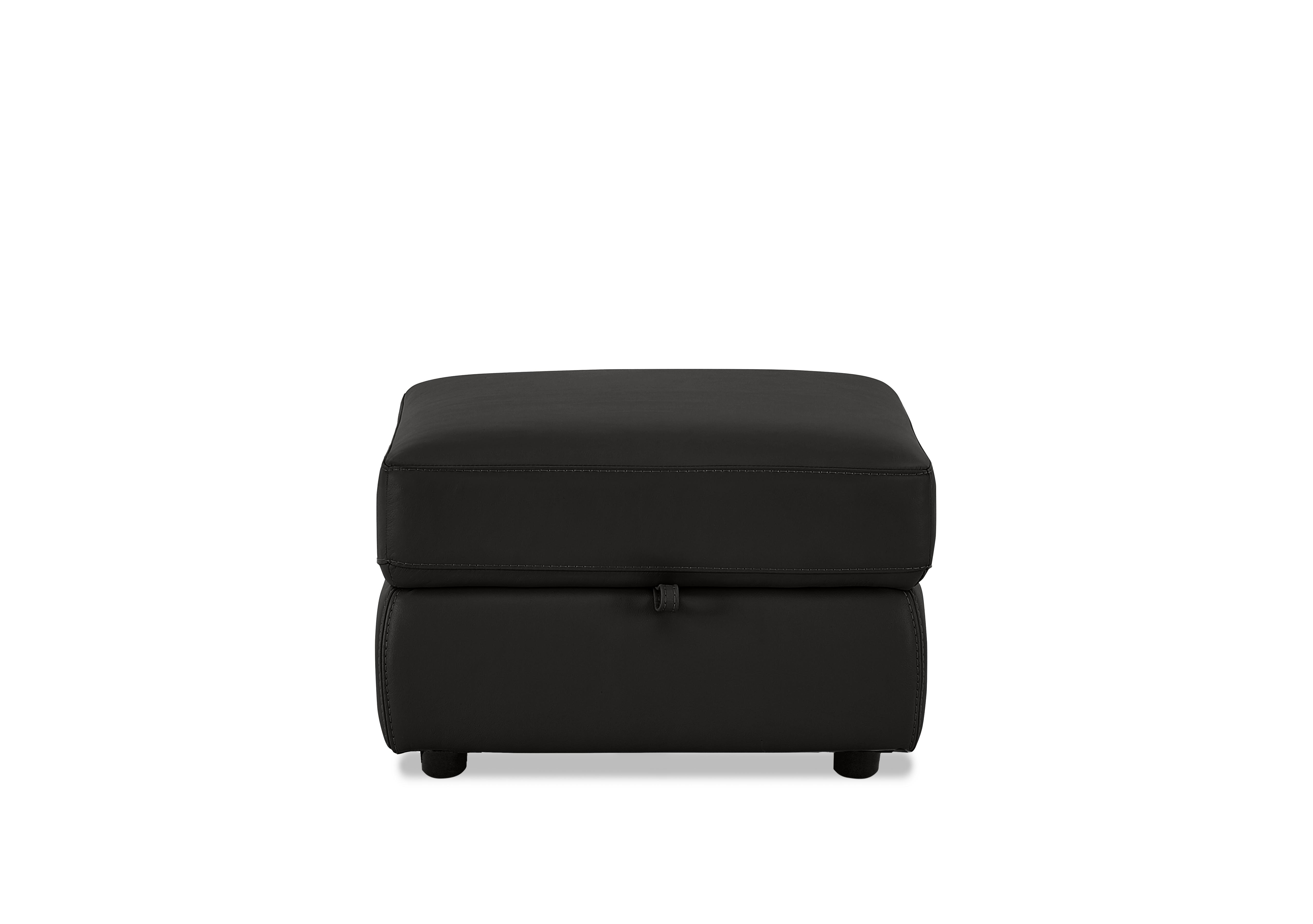 Leather Storage Footstool in Bv-3500 Classic Black on Furniture Village