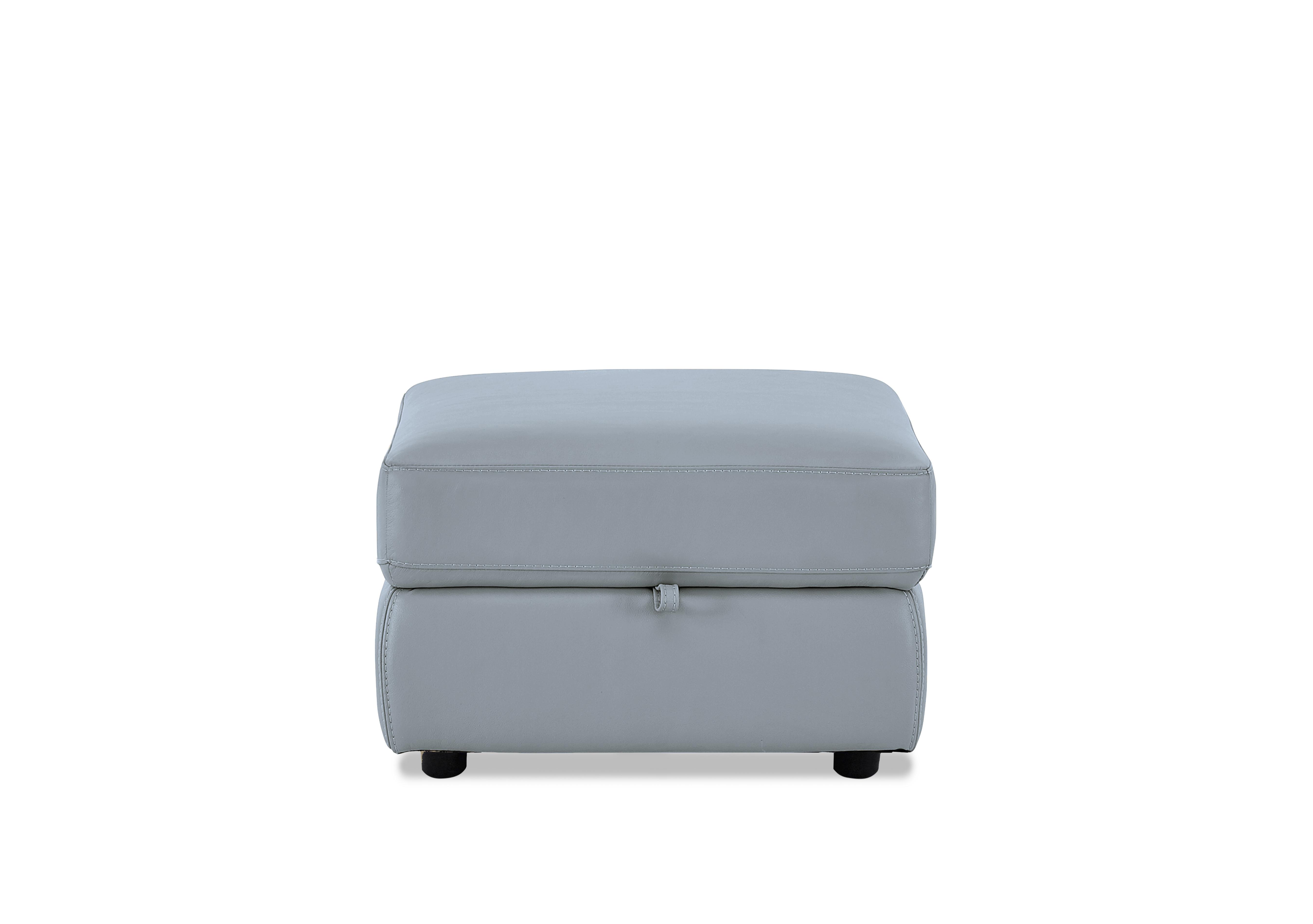 Leather Storage Footstool in Nc-026e Pearl Blue on Furniture Village