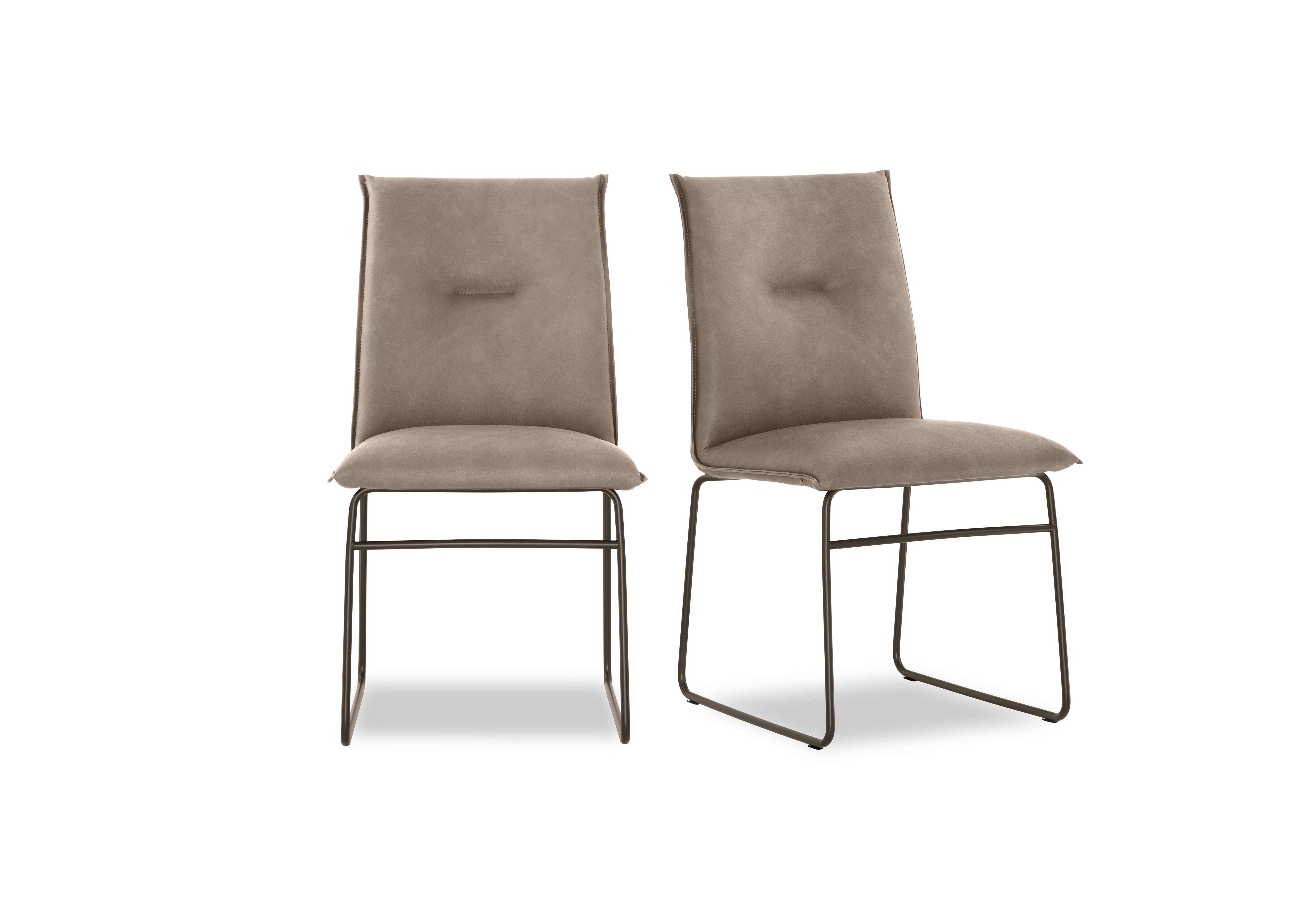 Maya Pair of Lava Metal Leg Dining Chairs in S0a-Vintage Desert on Furniture Village