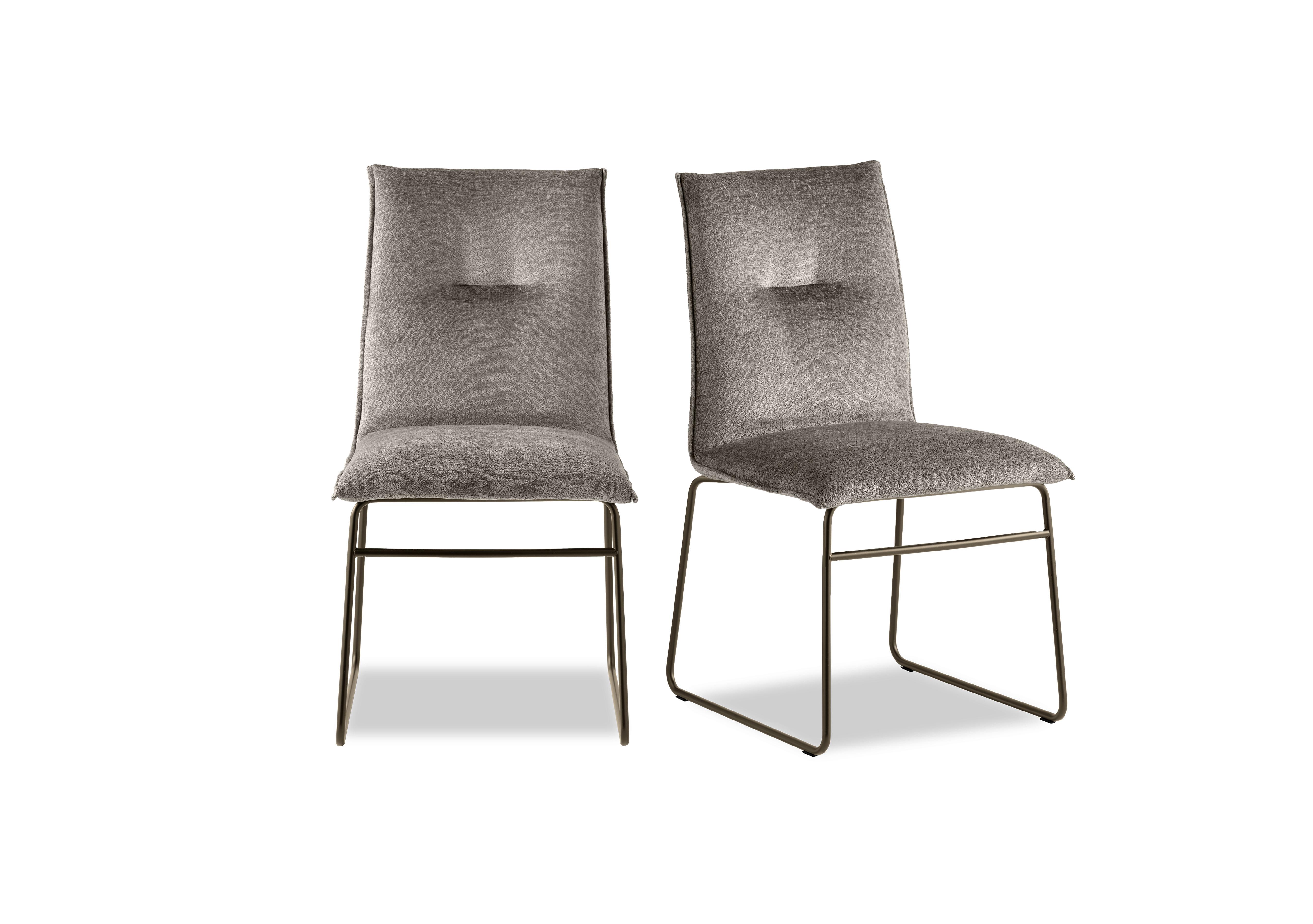 Maya Pair of Lava Metal Leg Dining Chairs in Syu -Enil Taupe on Furniture Village