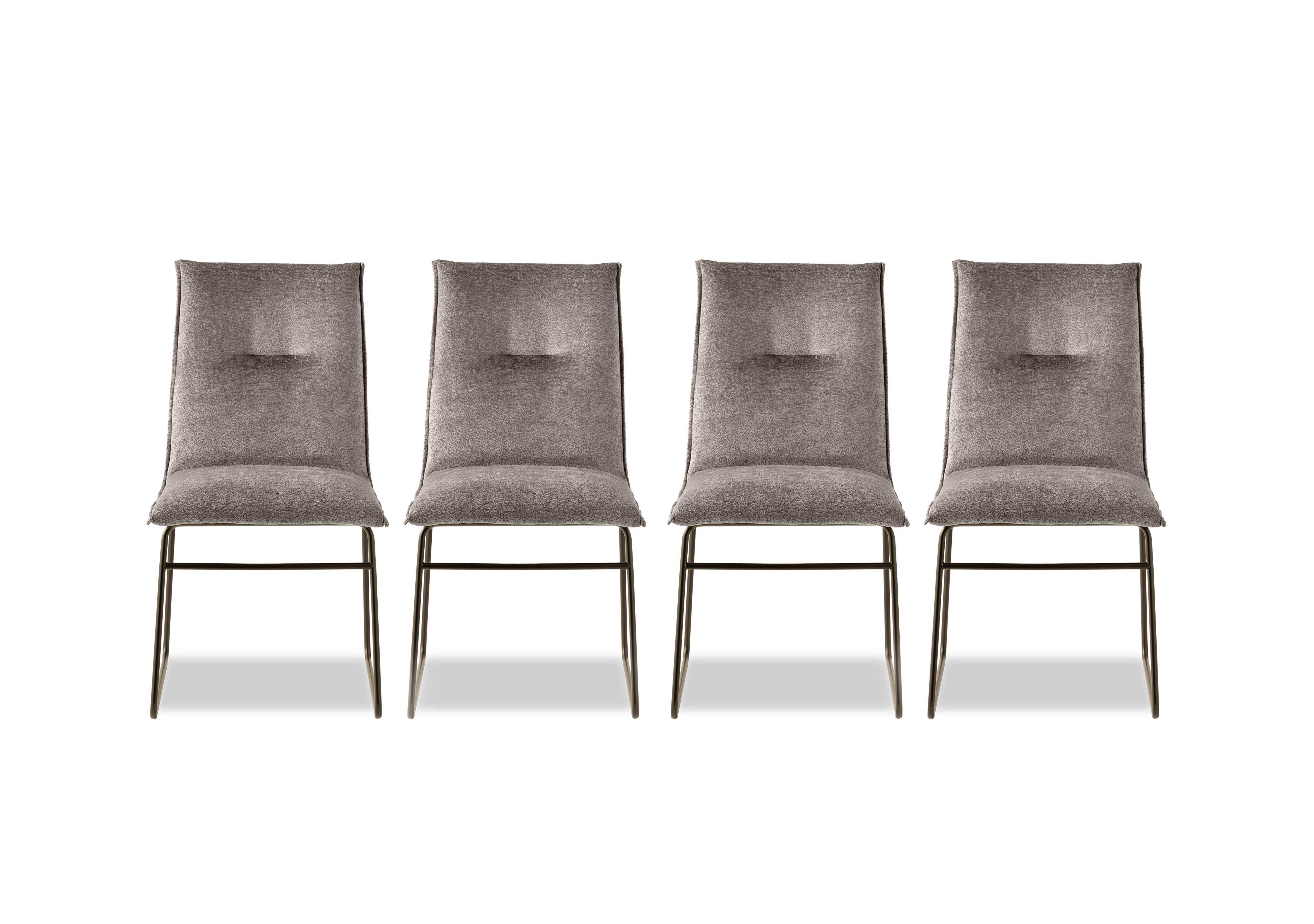 Maya Set of 4 Lava Metal Leg Dining Chairs in Syu -Enil Taupe on Furniture Village
