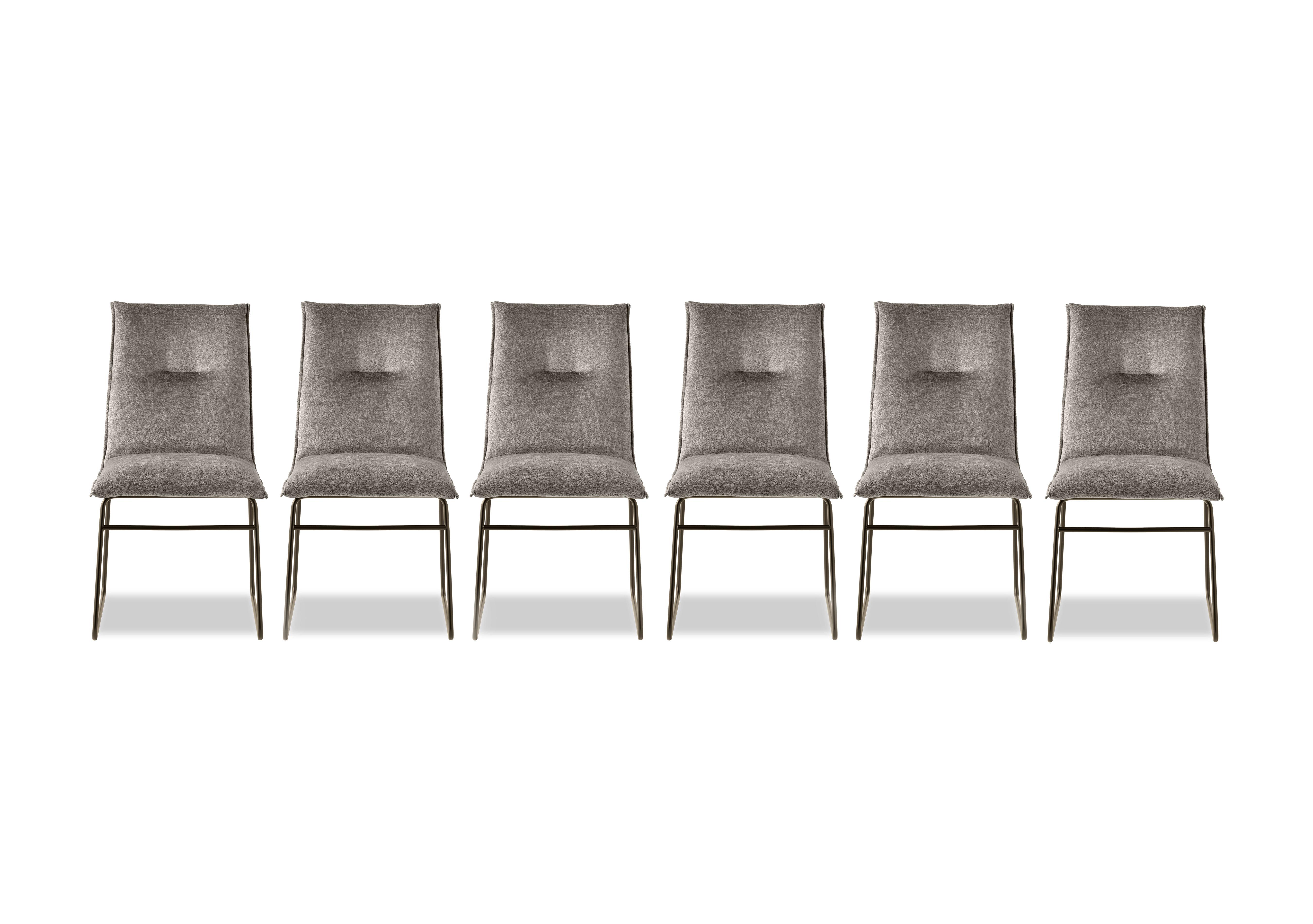 Maya Set of 6 Lava Metal Leg Dining Chairs in Syu -Enil Taupe on Furniture Village