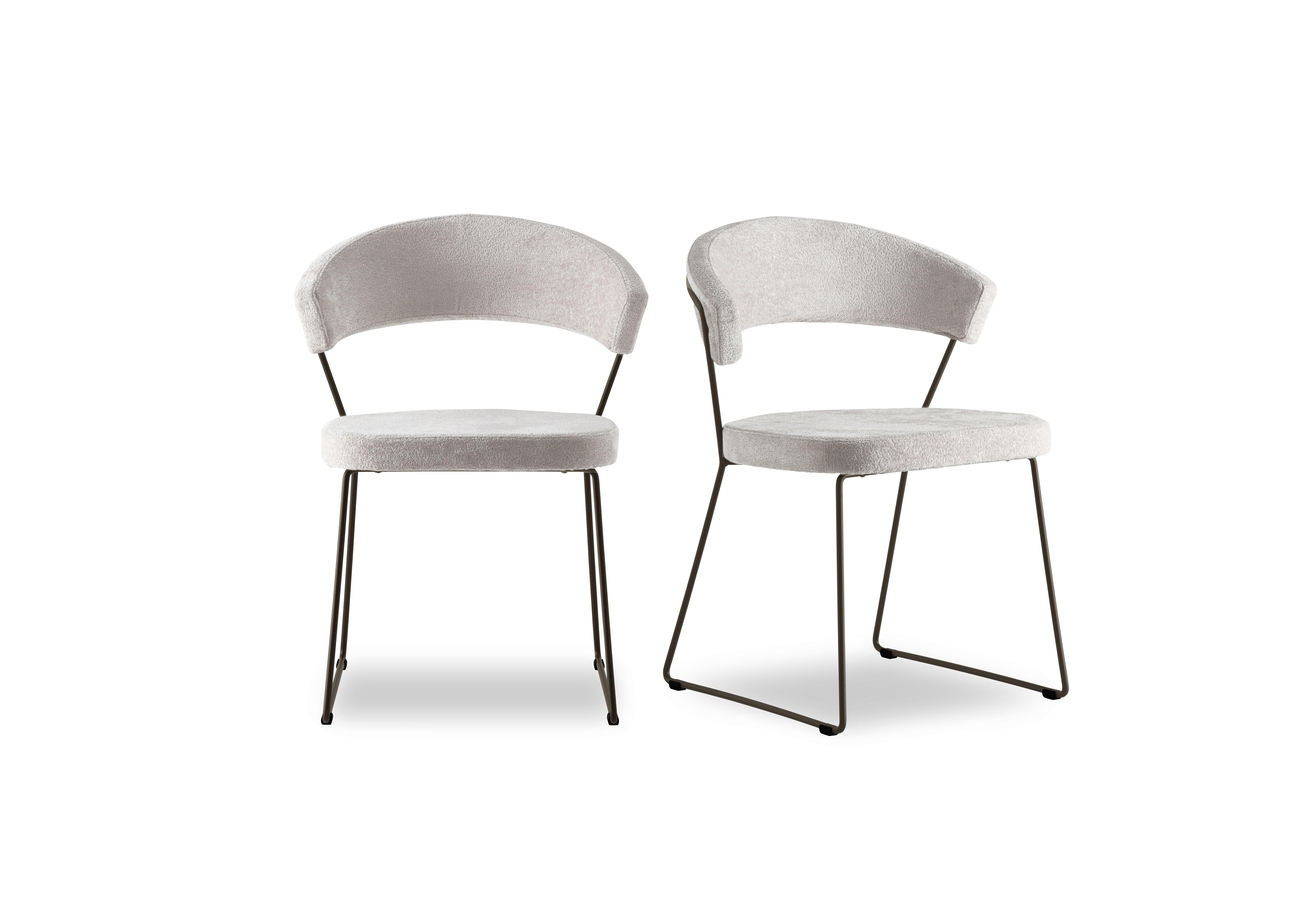 New York Pair of Lava Metal Leg Dining Chairs in Syt -Enil Sand on Furniture Village