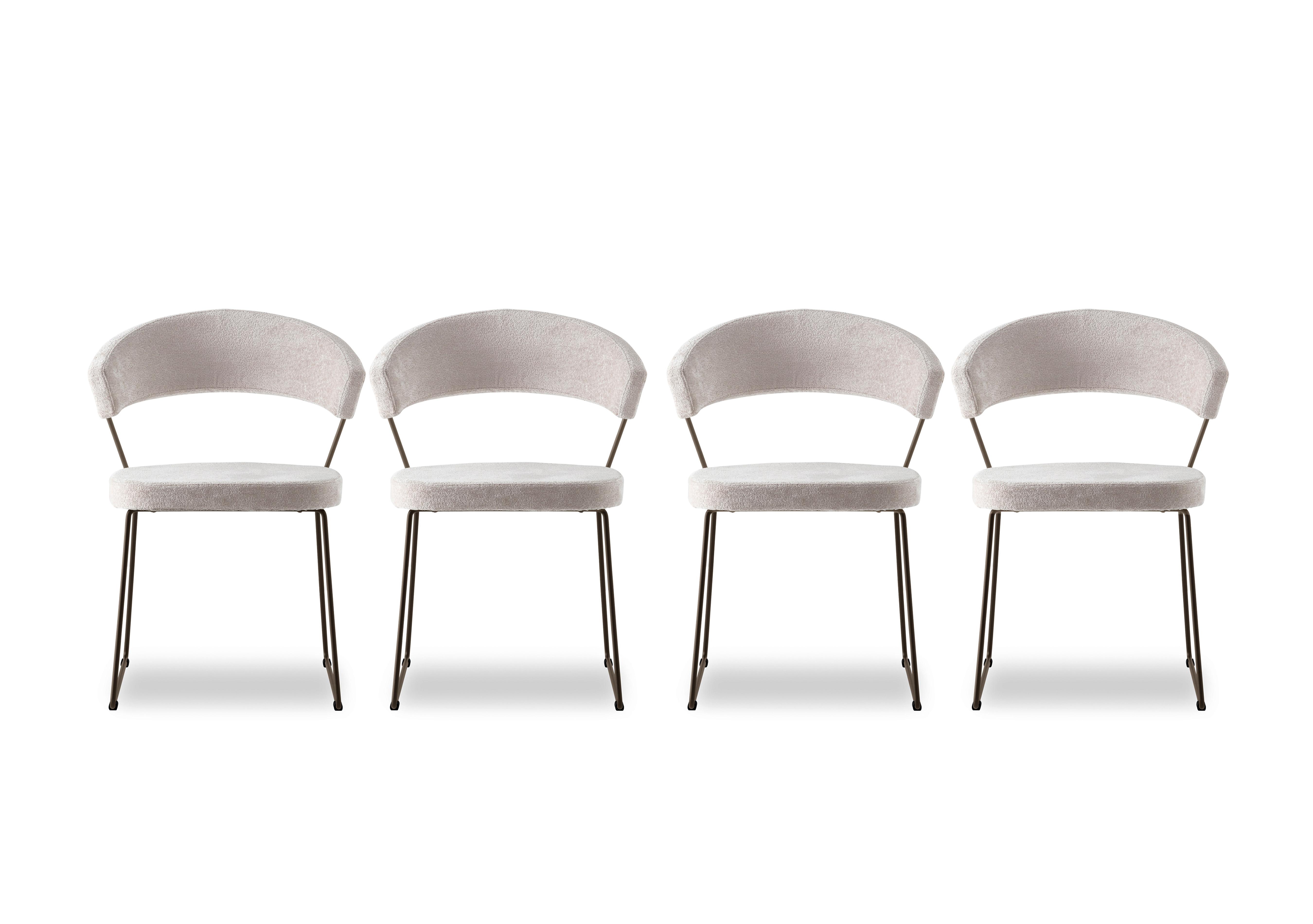 New York Set of 4 Lava Metal Leg Dining Chairs in Syt -Enil Sand on Furniture Village