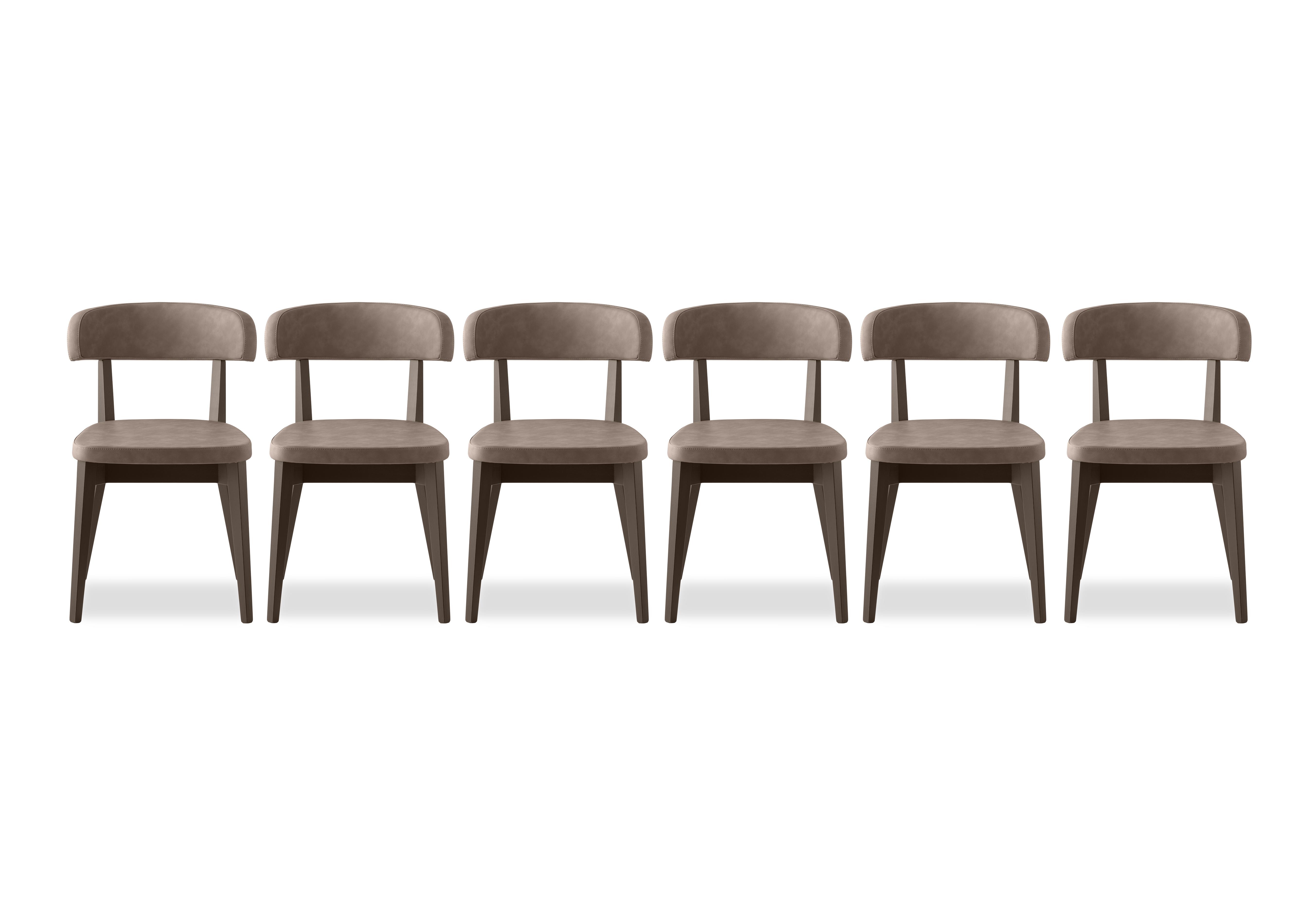 Siren Set of 6 Smoke Wooden Leg Dining Chairs in S0a-Vintage Desert on Furniture Village