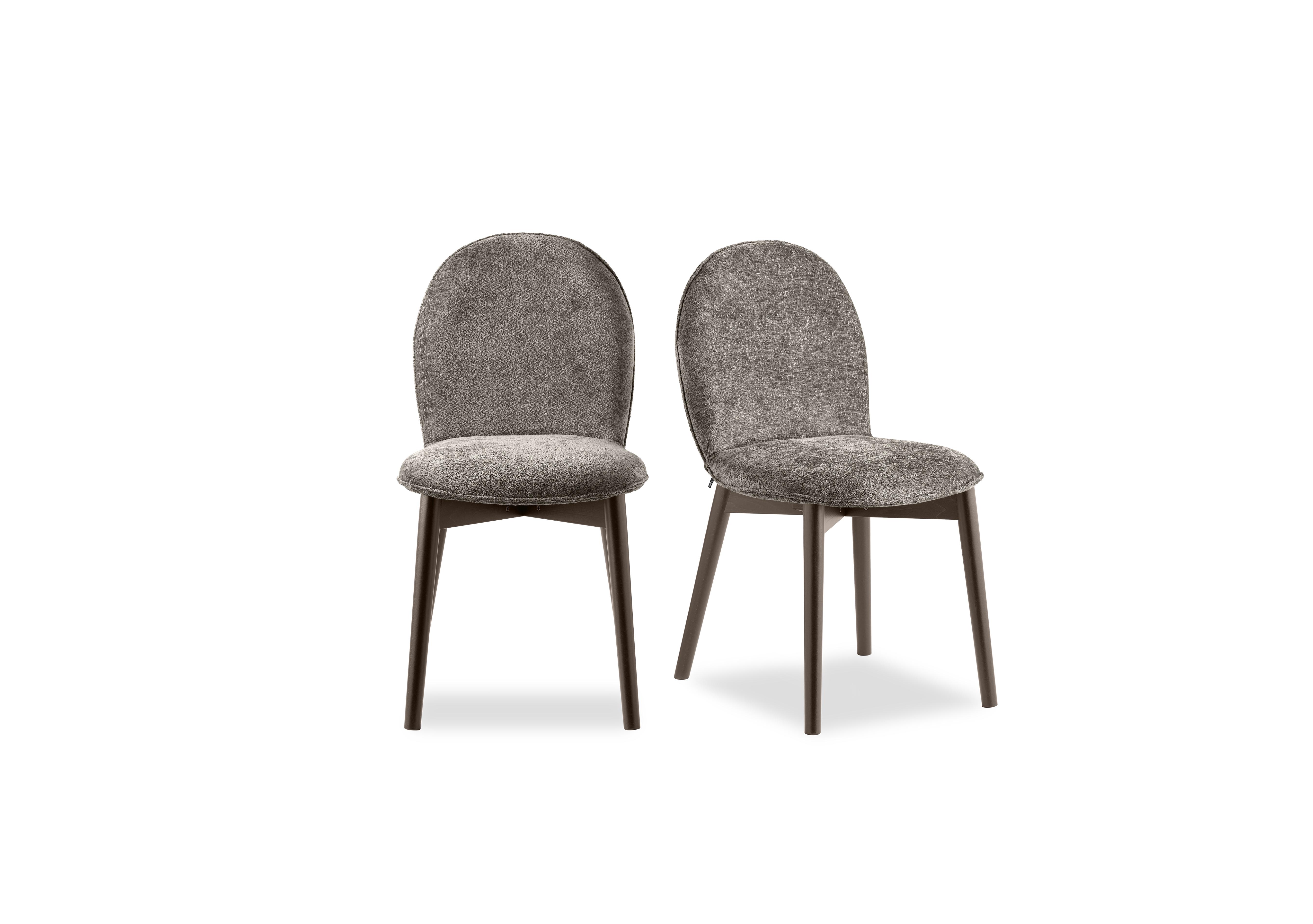 Riley Pair Of Mid Smoke Wooden Leg Dining Chairs in Syu -Enil Taupe on Furniture Village