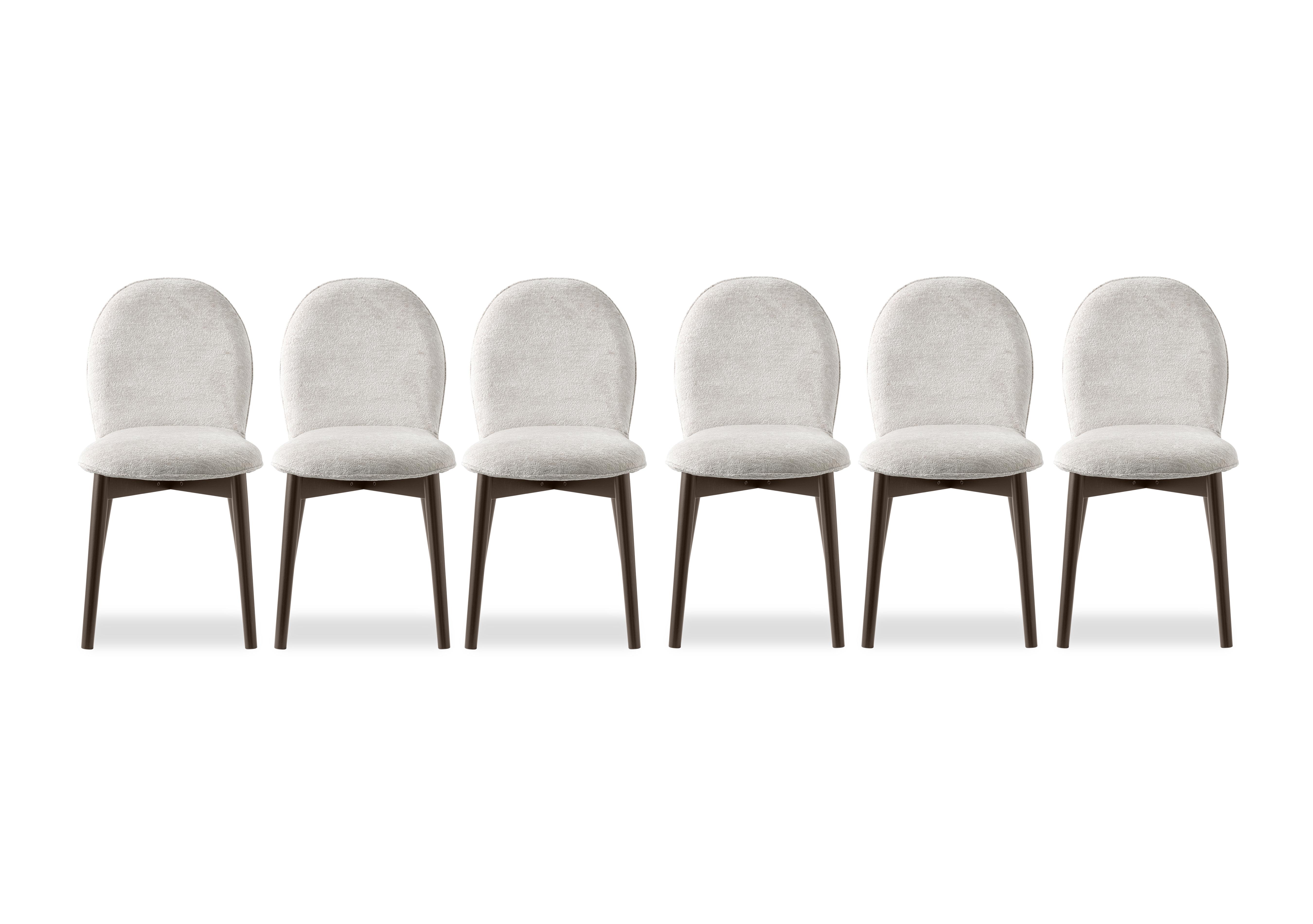 Riley Set of 6 Mid Smoke Wooden Leg Dining Chairs in Syt -Enil Sand on Furniture Village