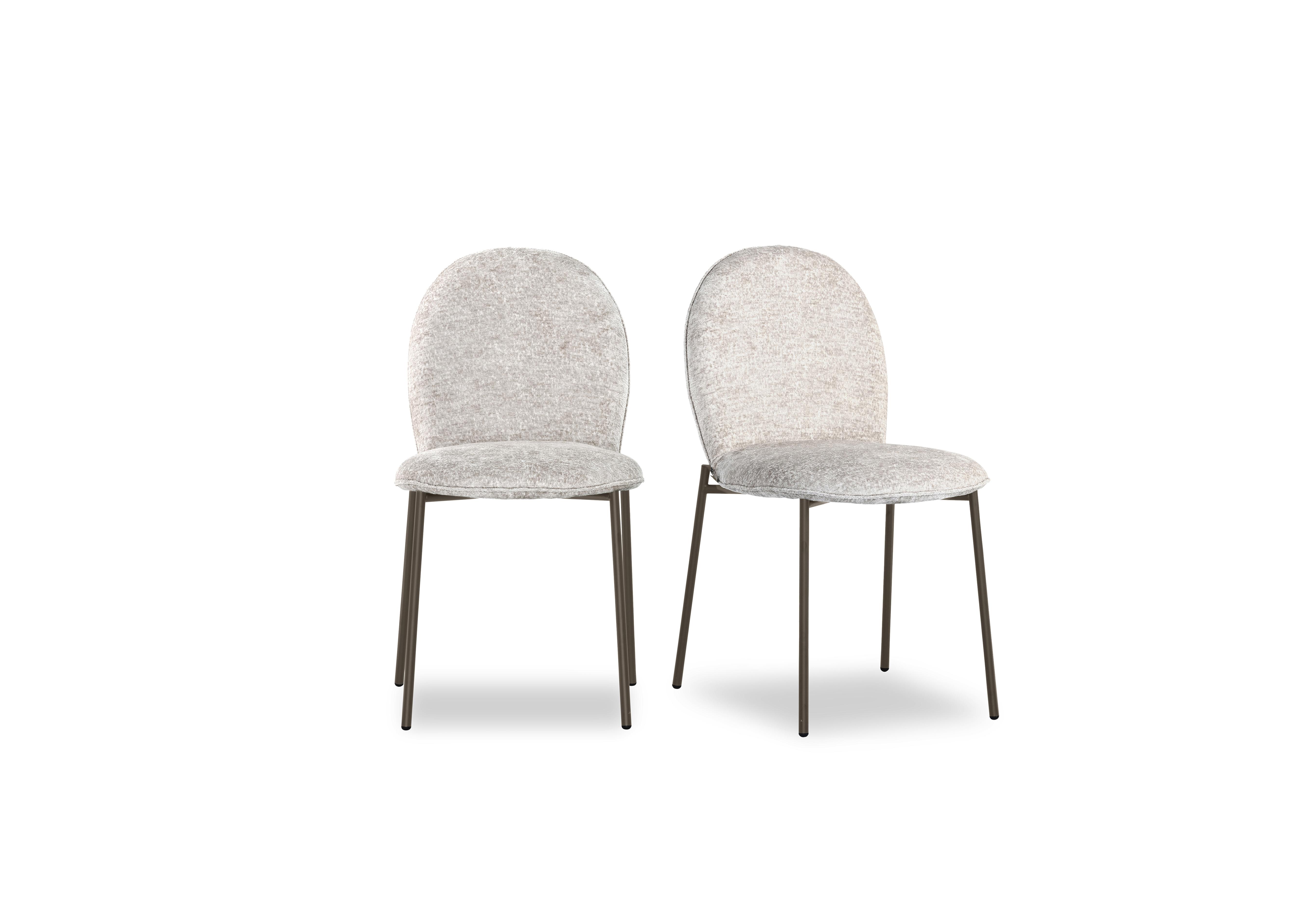 Riley Pair of Mid Lava Metal Leg Dining Chairs in Syt -Enil Sand on Furniture Village