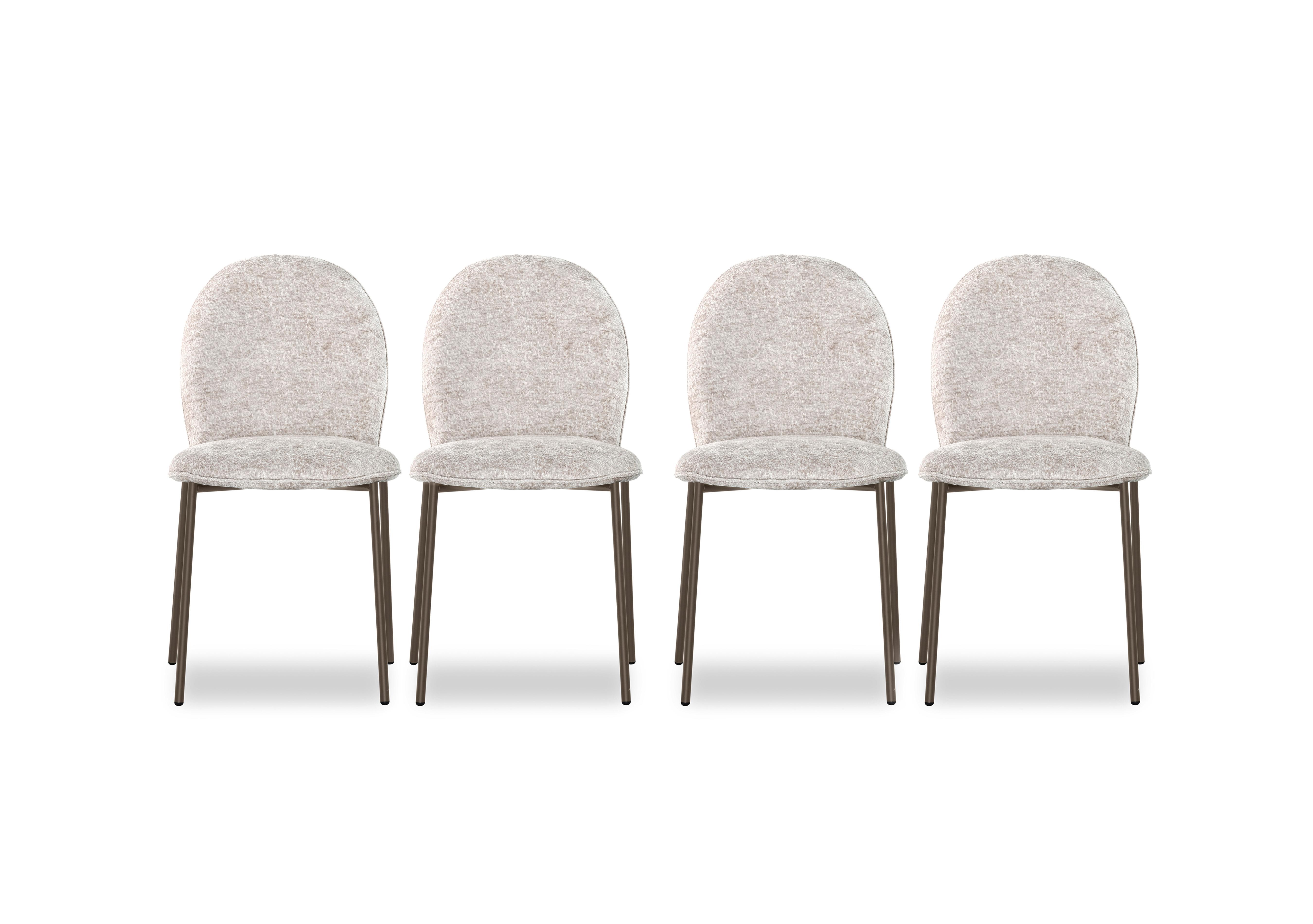 Riley Set of 4 Mid Lava Metal Leg Dining Chairs in Syt -Enil Sand on Furniture Village