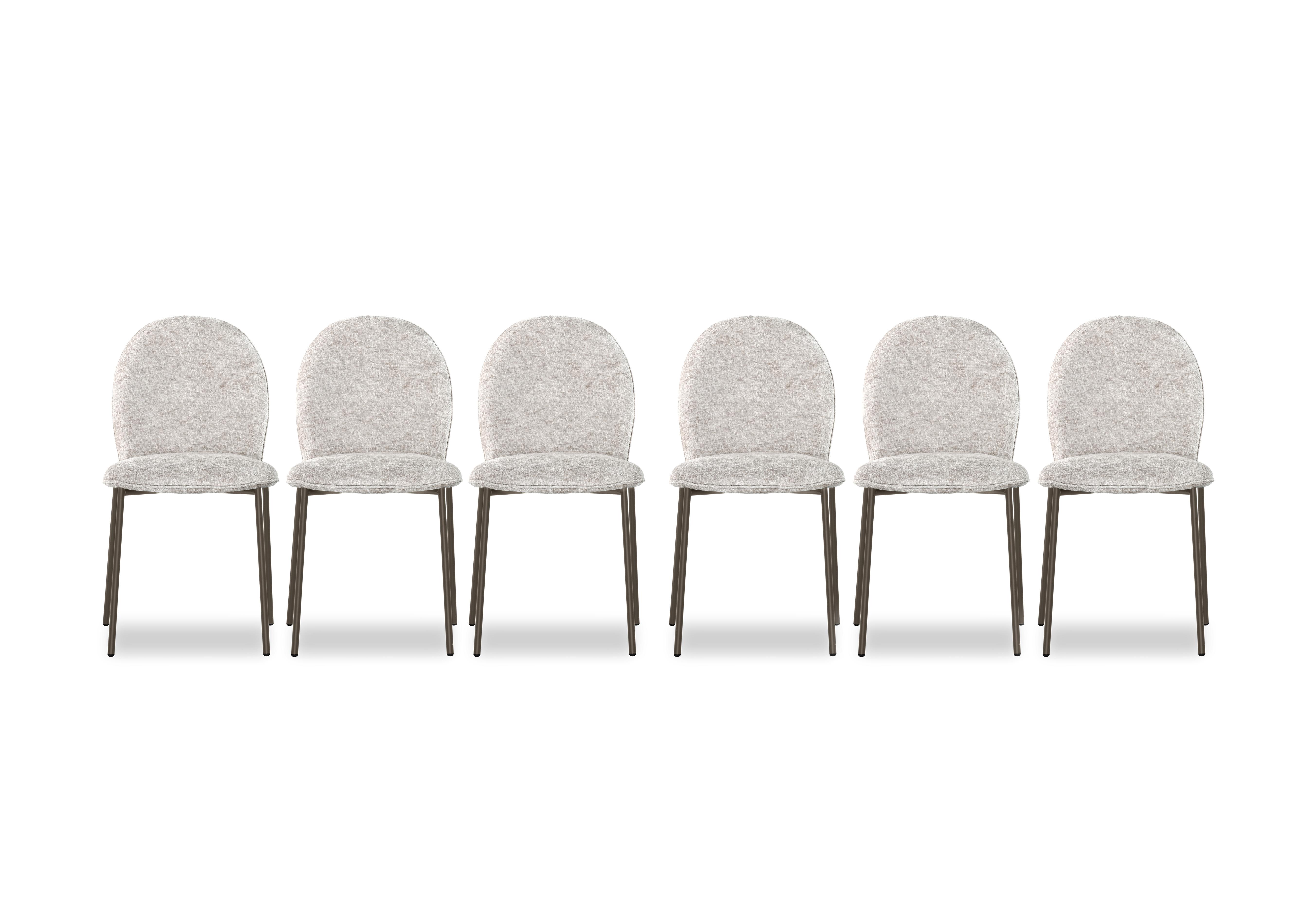 Riley Set of 6 Mid Lava Metal Leg Dining Chairs in Syt -Enil Sand on Furniture Village